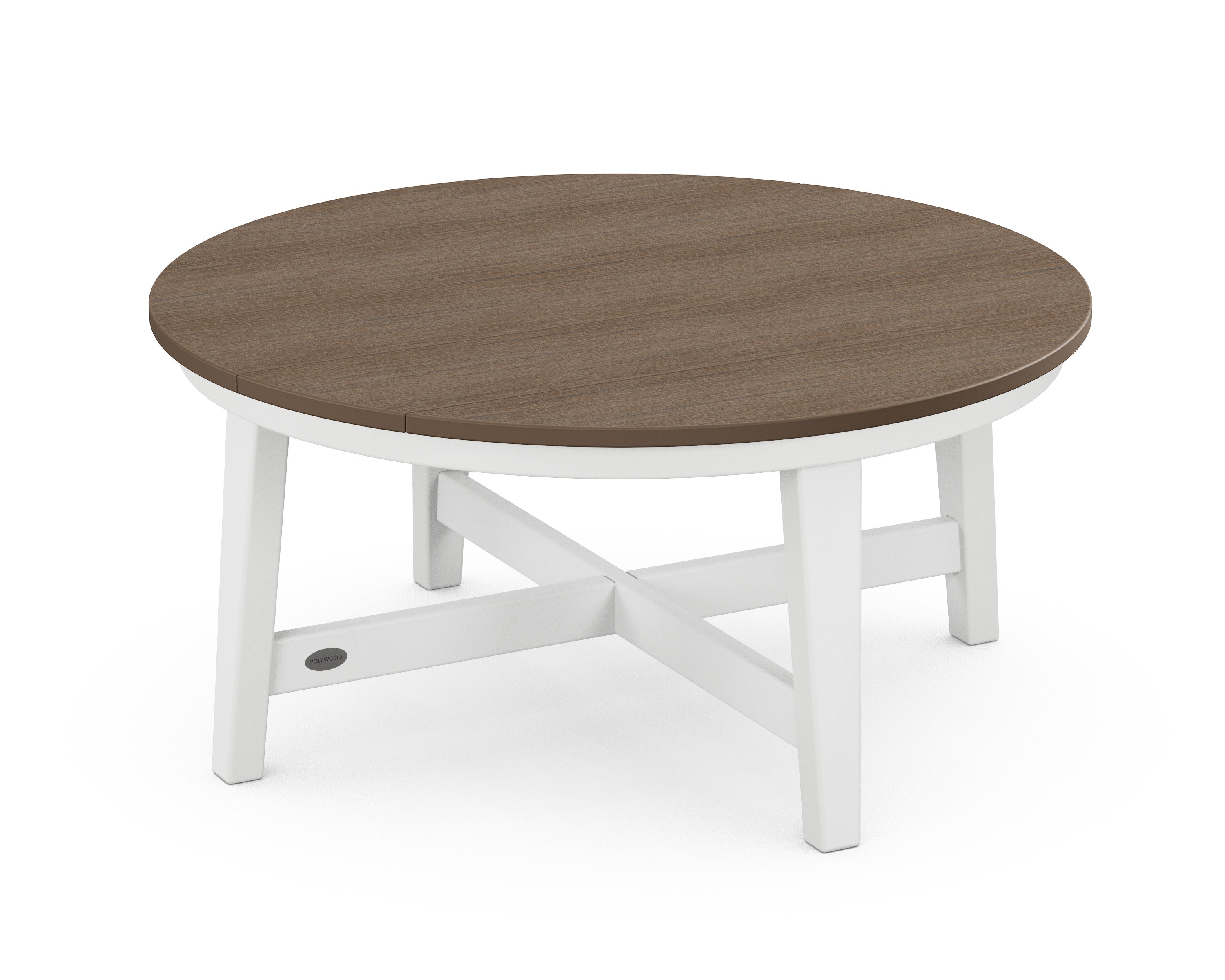 Newport 36" Round Coffee Table in White / Kona