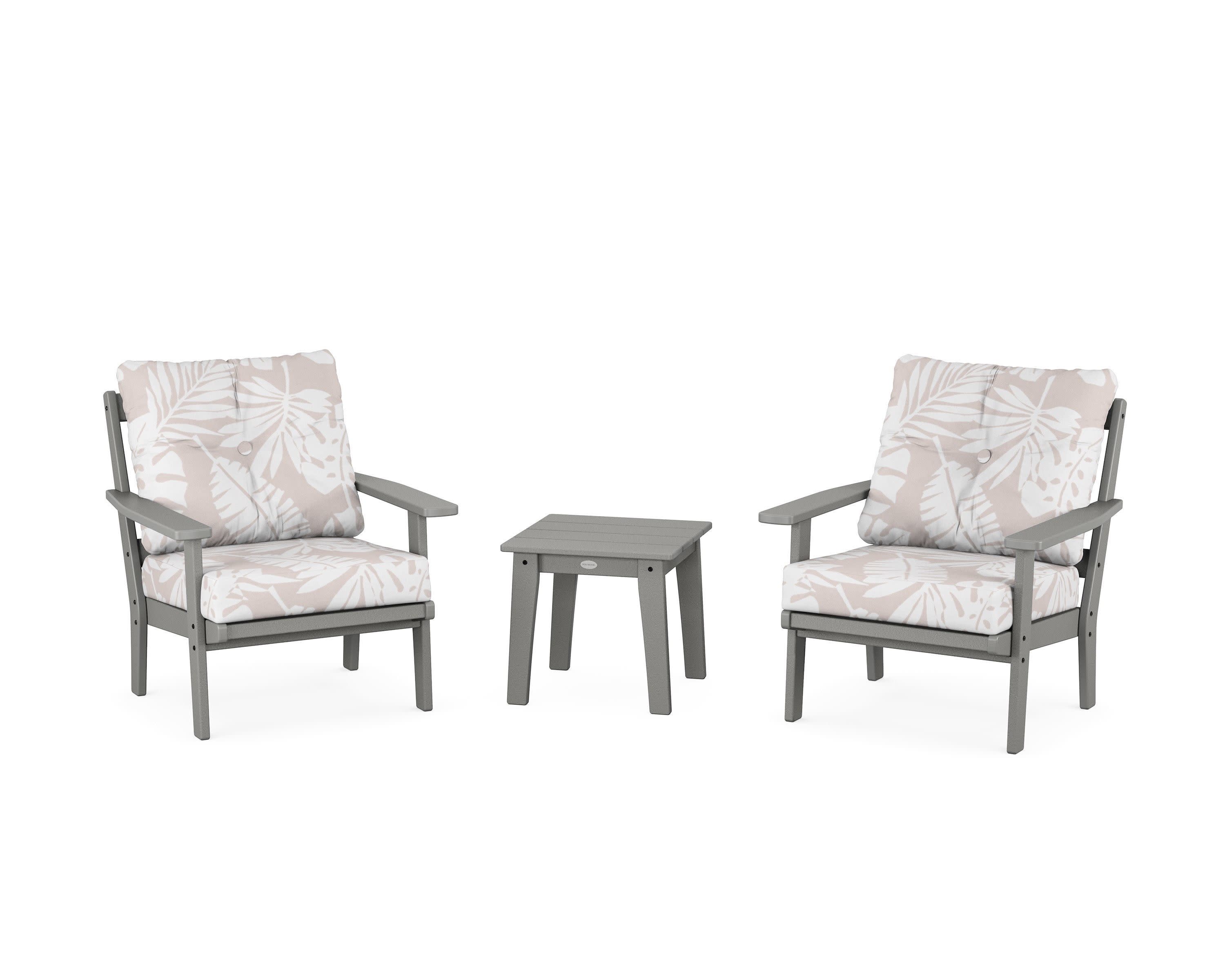 Prairie 3-Piece Deep Seating Set in Slate Grey / Leaf Dune Burlap