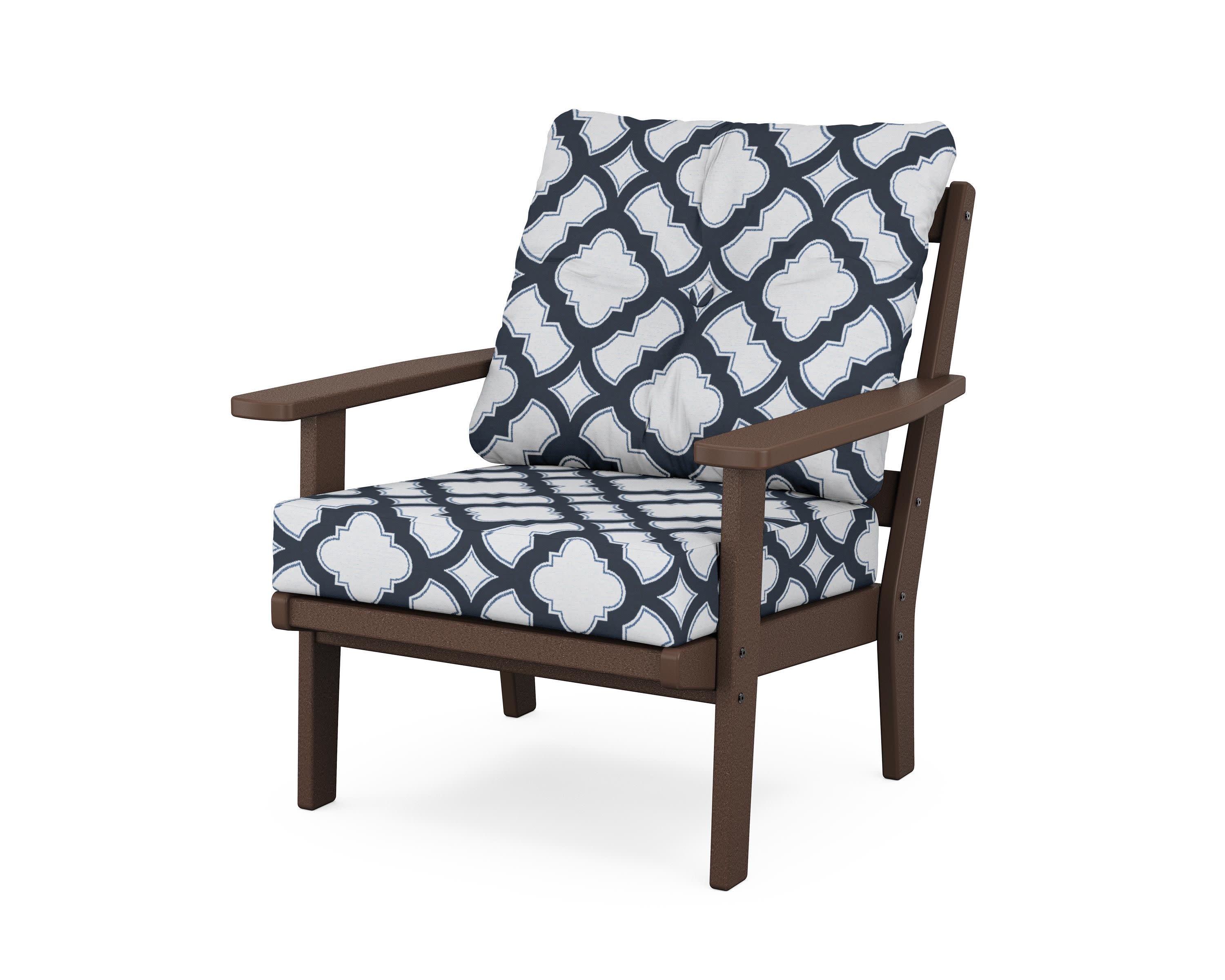 Prairie Deep Seating Chair in Mahogany / Trellis Marine Indigo