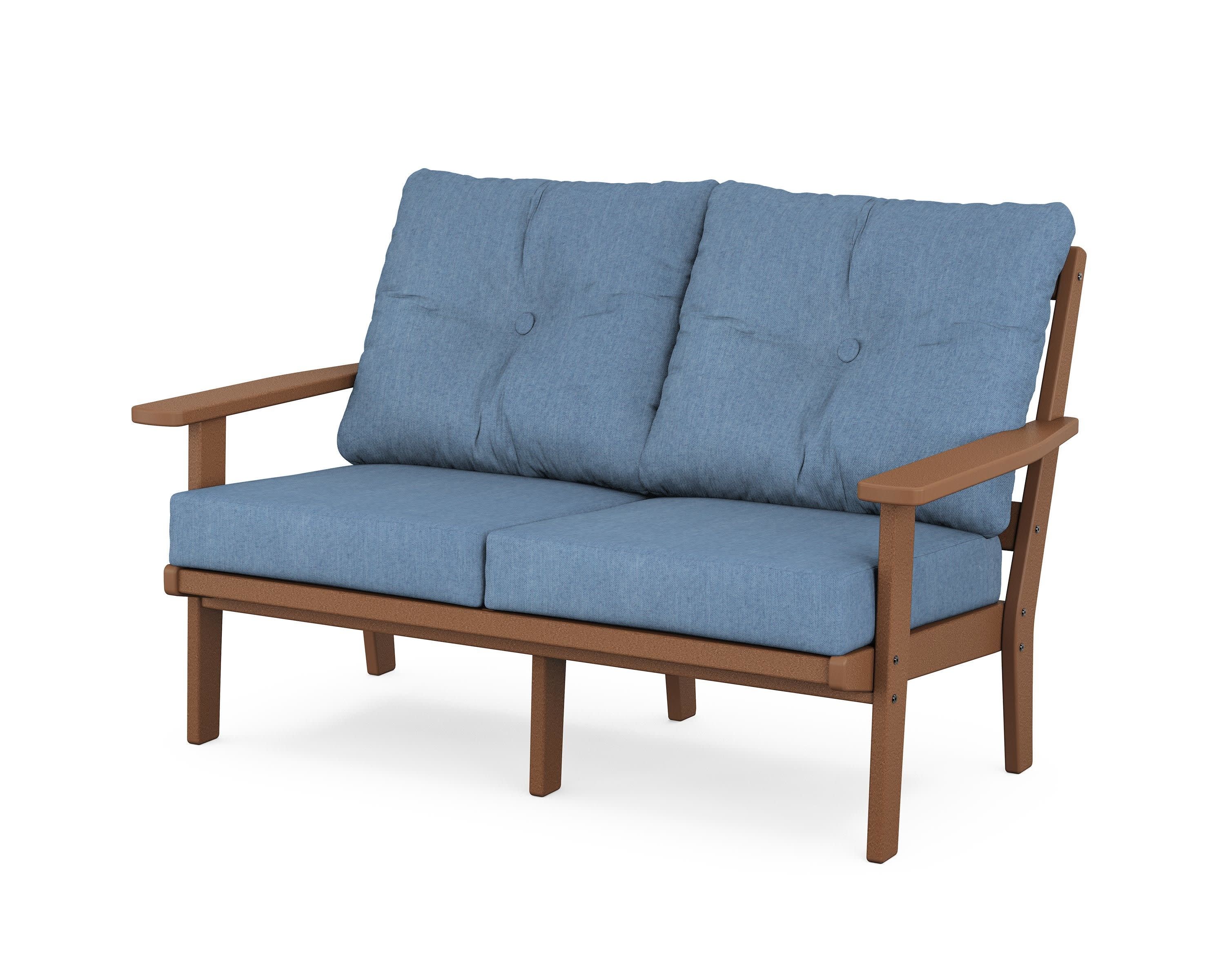Prairie Deep SeatingLoveseat in Teak / Sky Blue