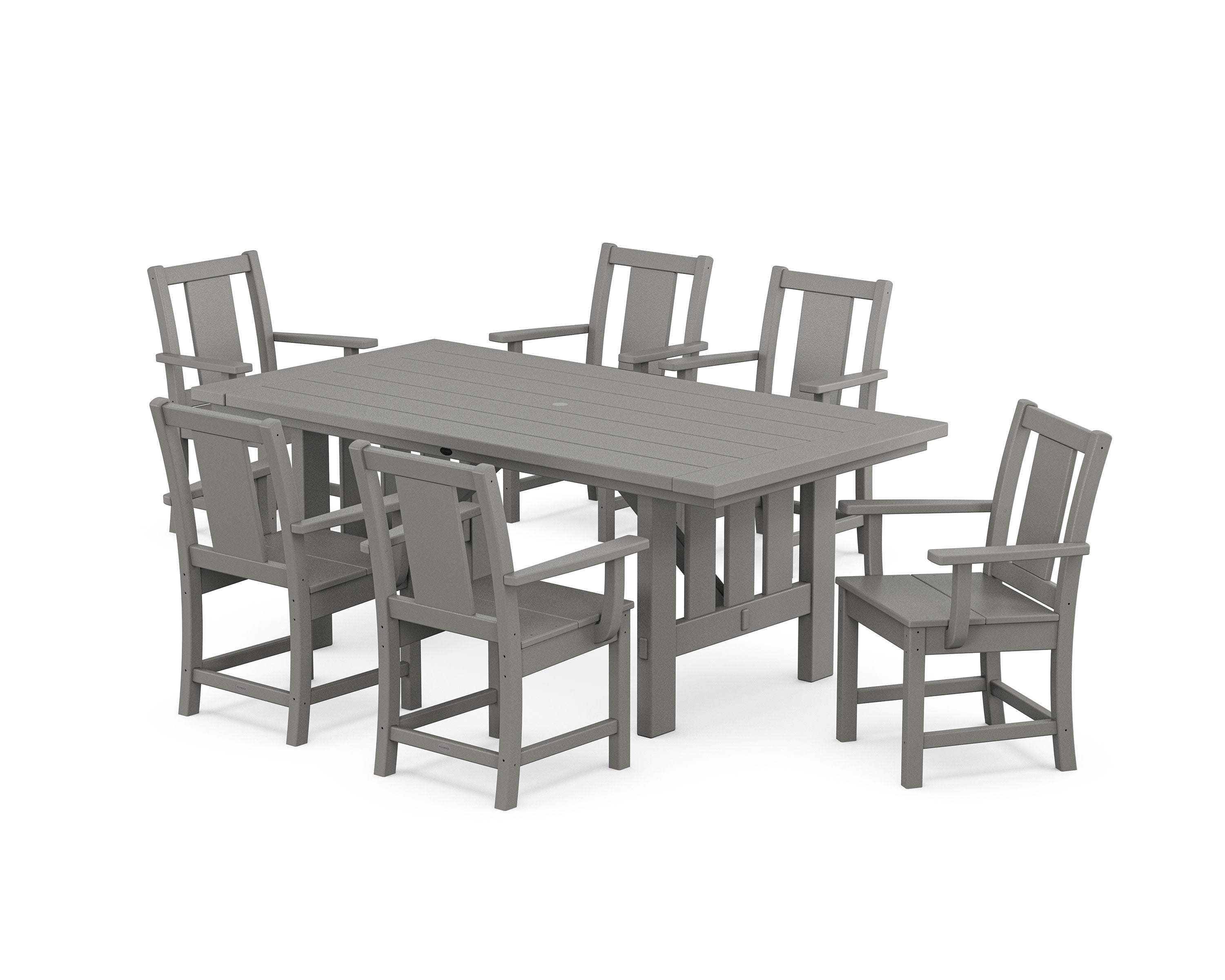 Prairie Arm Chair 7-Piece Mission Dining Set in Slate Grey