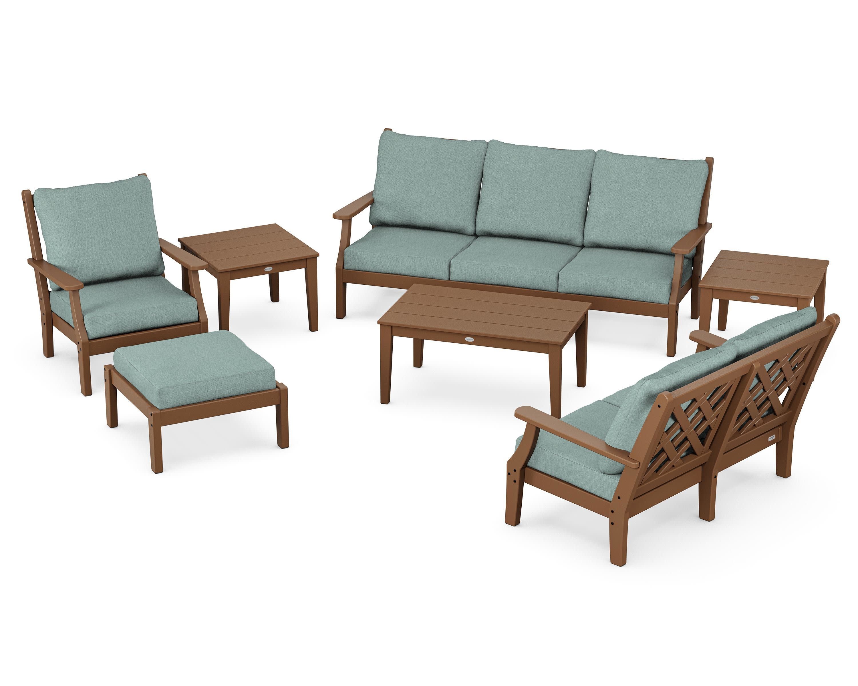 Wovendale 7-Piece Deep Seating Set in Teak / Glacier Spa