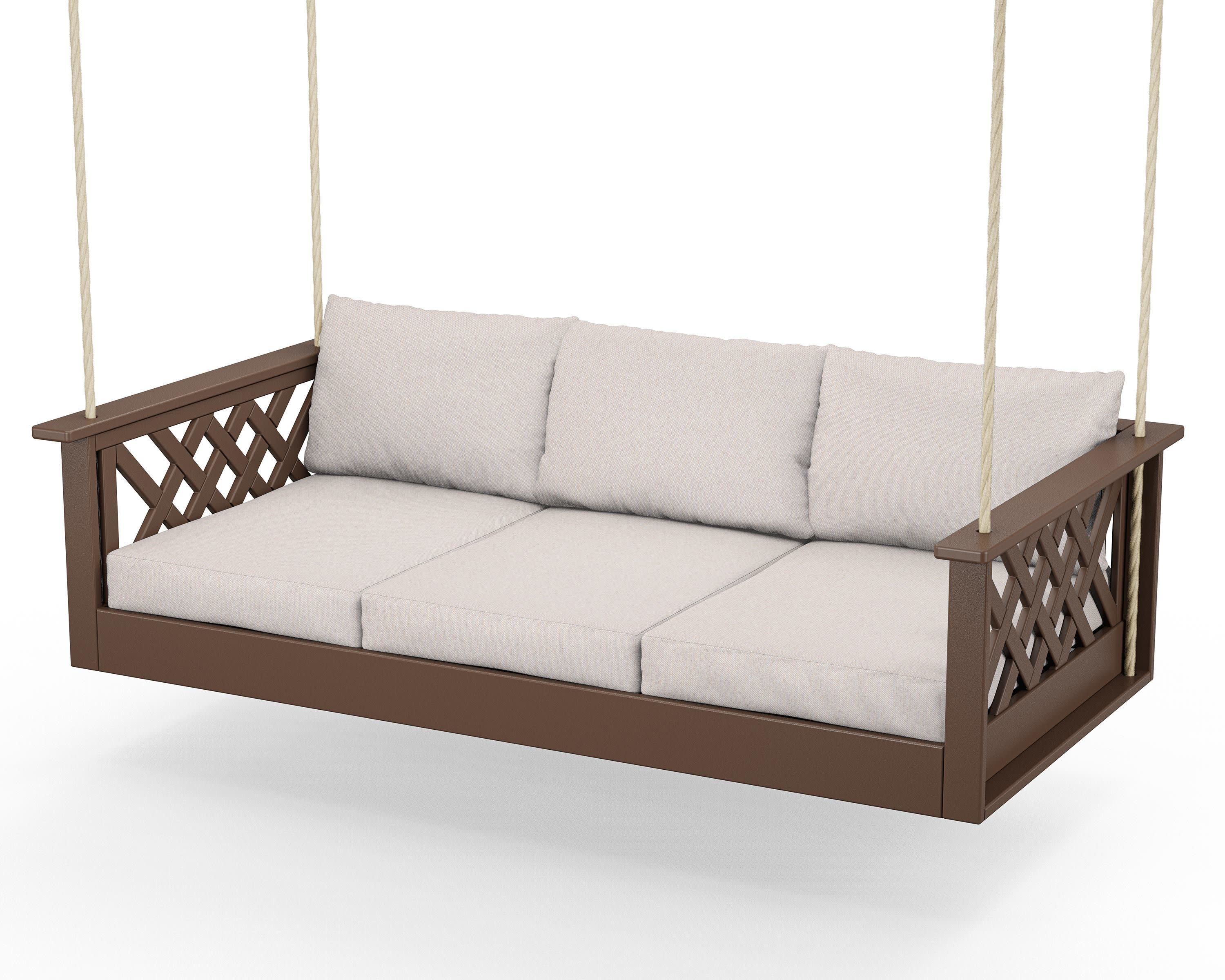 Wovendale Daybed Swing in Mahogany / Dune Burlap