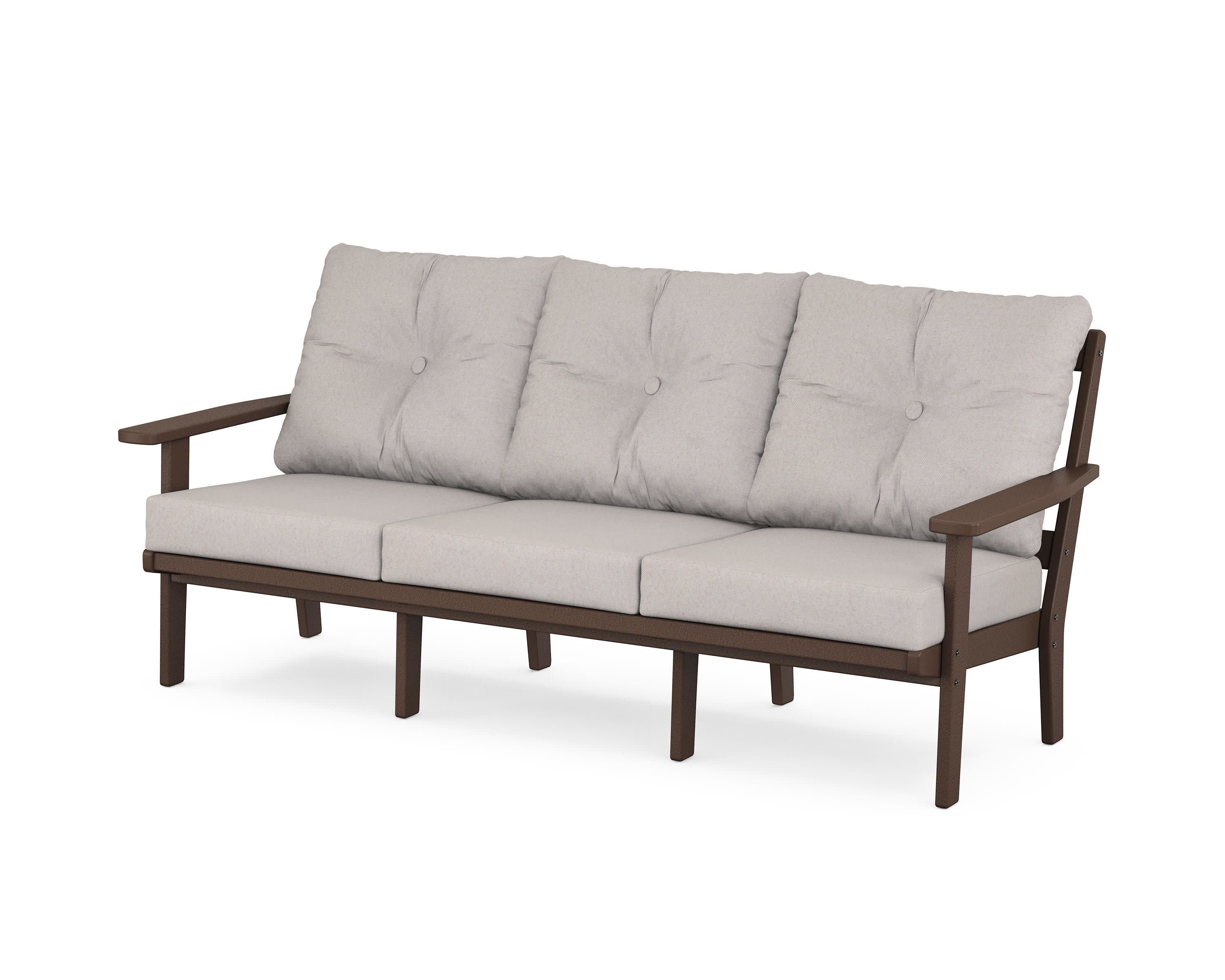 PrairieDeep Seating Sofa in Mahogany / Dune Burlap