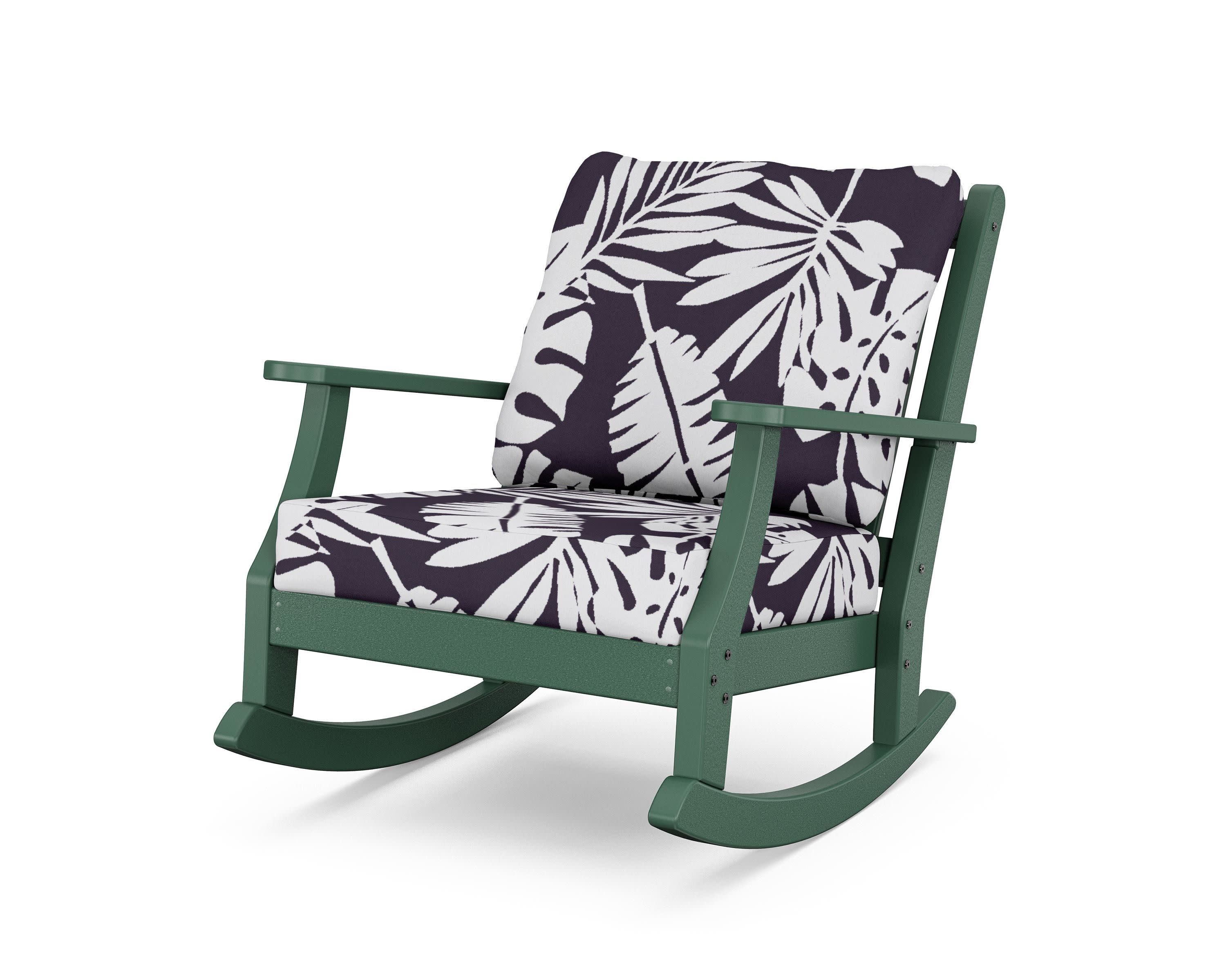 Wovendale Deep Seating Rocking Chair in Green / Leaf Navy