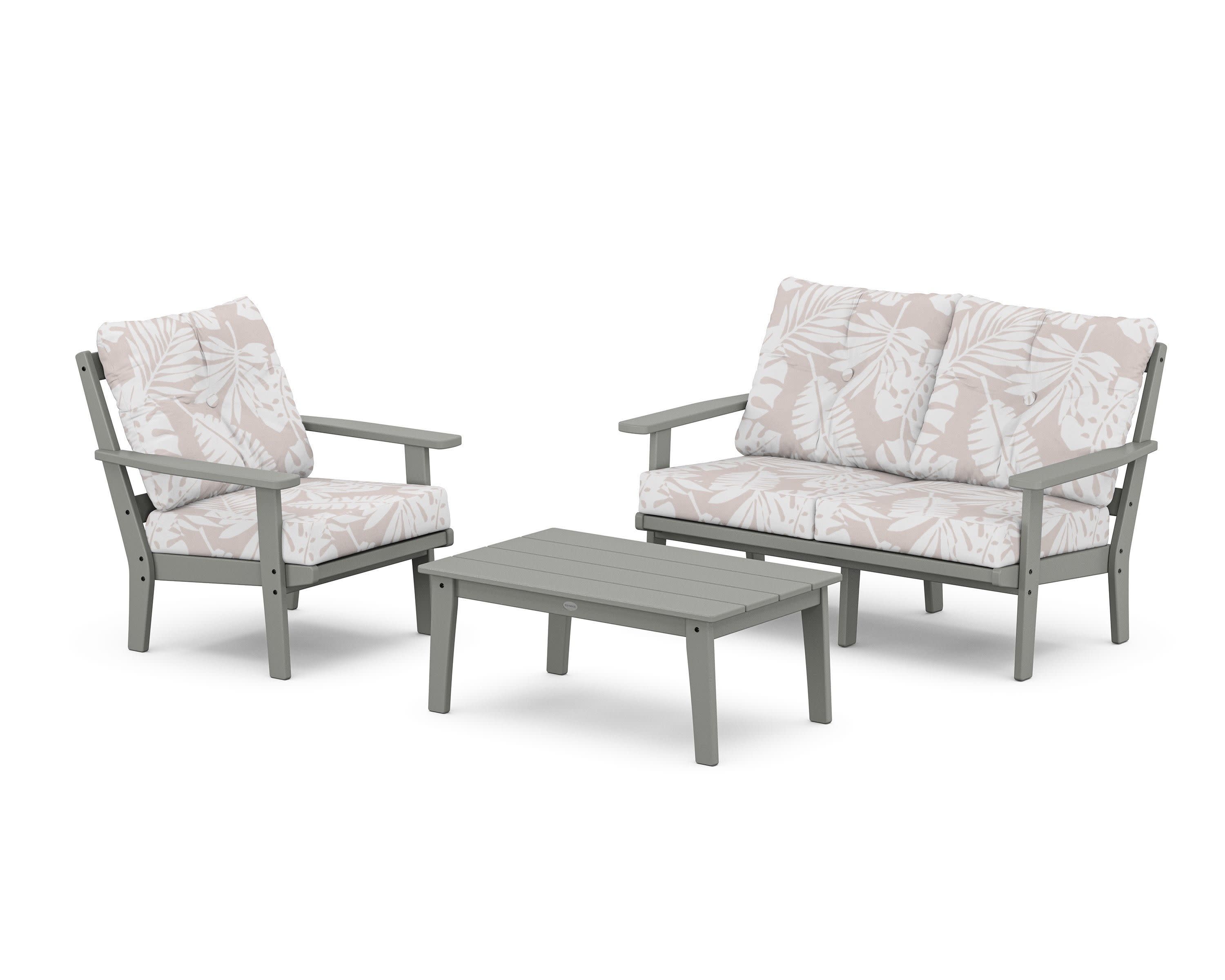 Prairie 3-Piece Deep Seating Set with Loveseat in Slate Grey / Leaf Dune Burlap