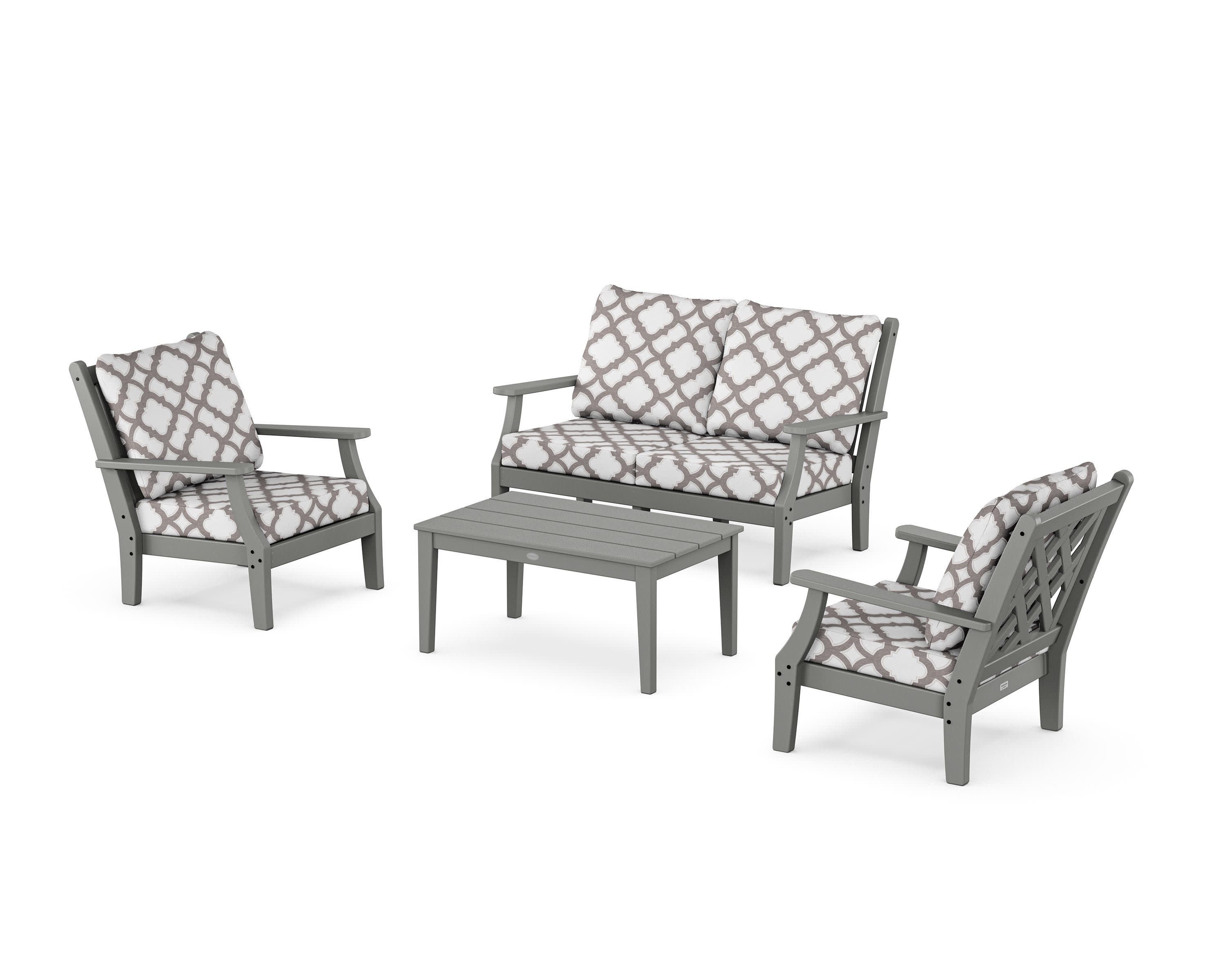 Wovendale 4-Piece Deep Seating Set with Loveseat in Slate Grey / Trellis Grey Mist