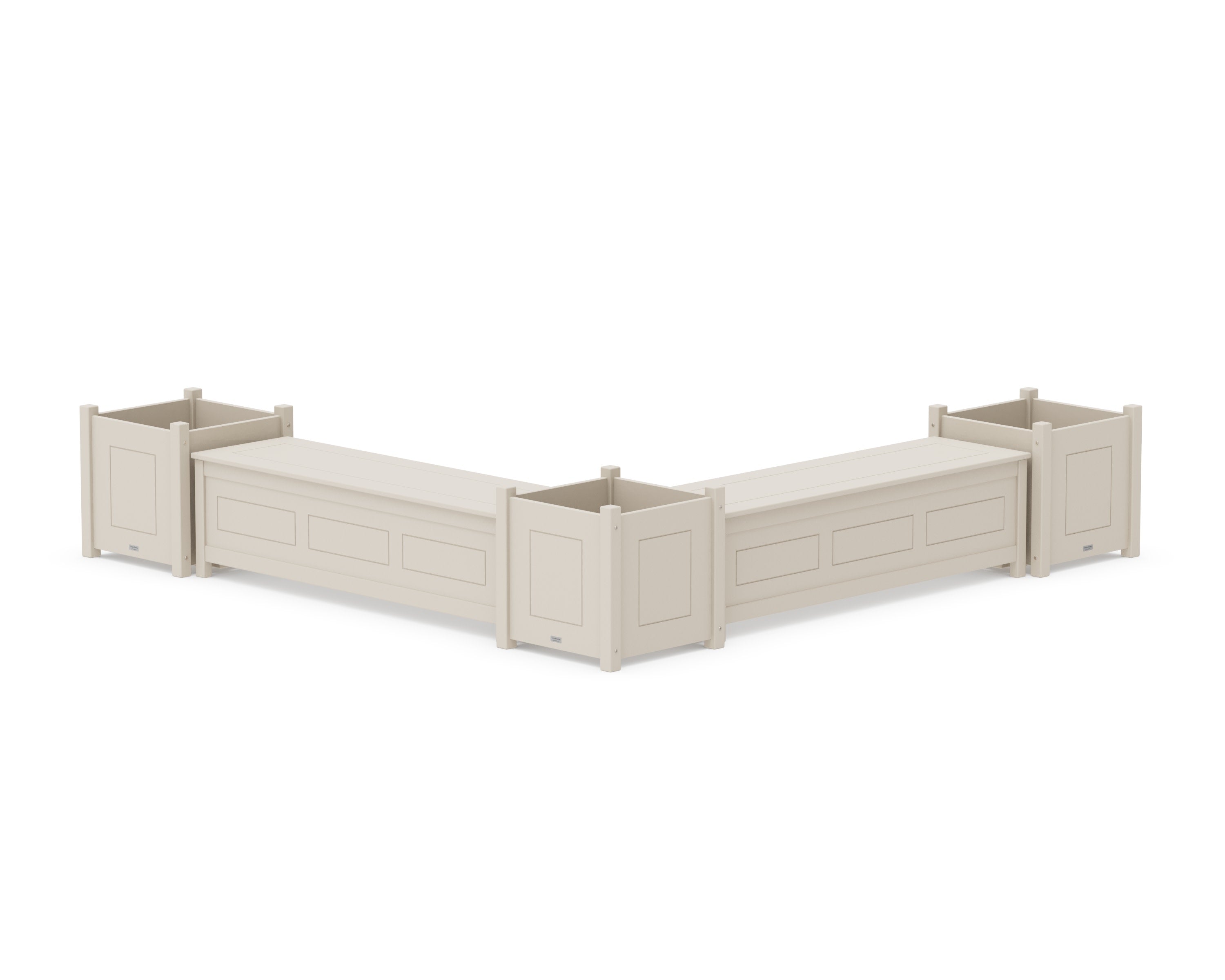 60" Country Living L- Shaped Planter Storage Bench Corner Set- Large in Sand