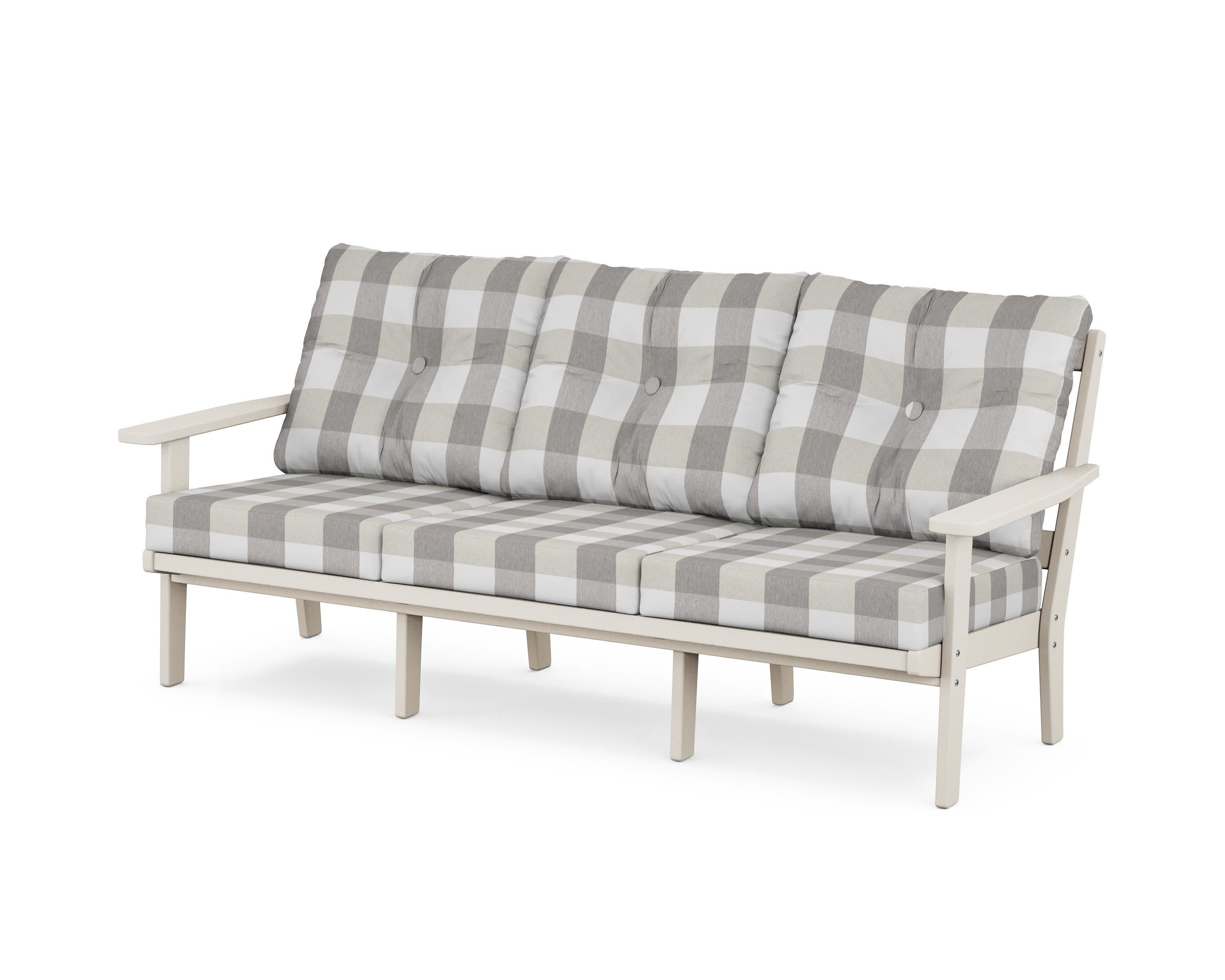 PrairieDeep Seating Sofa in Sand / Buffalo Plaid Grey Mist