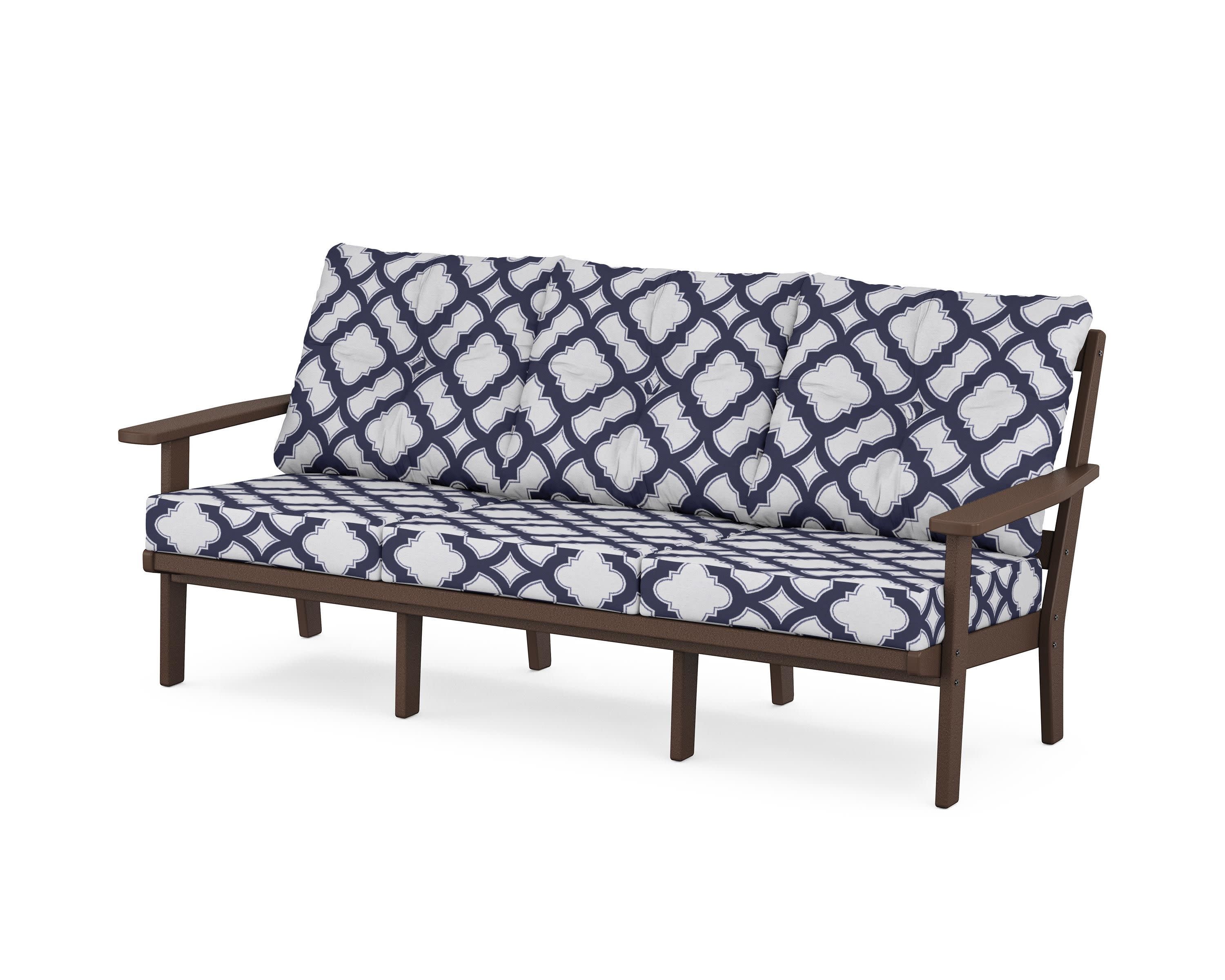 PrairieDeep Seating Sofa in Mahogany / Trellis Navy