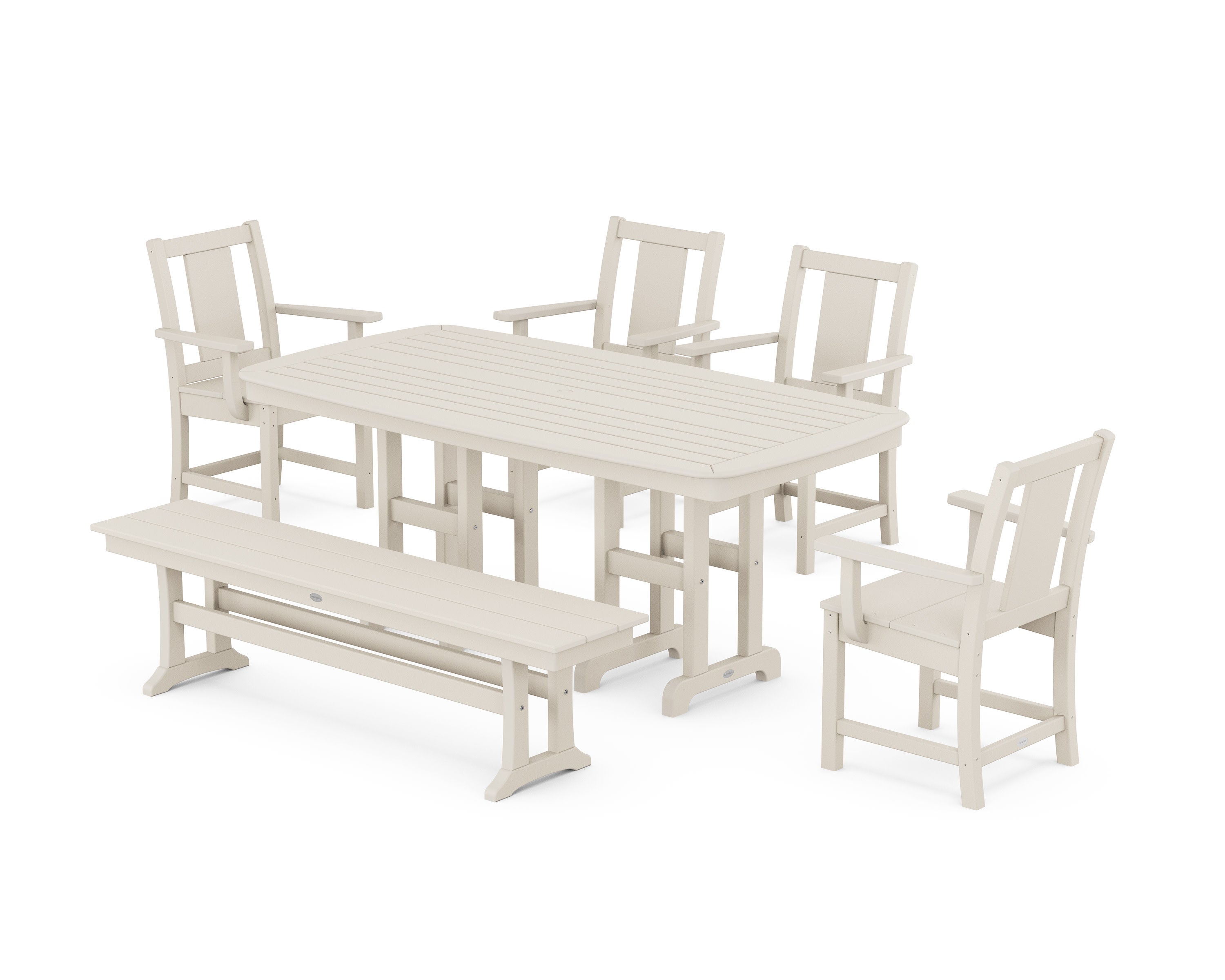 Prairie 6-Piece Dining Set with Bench in Sand