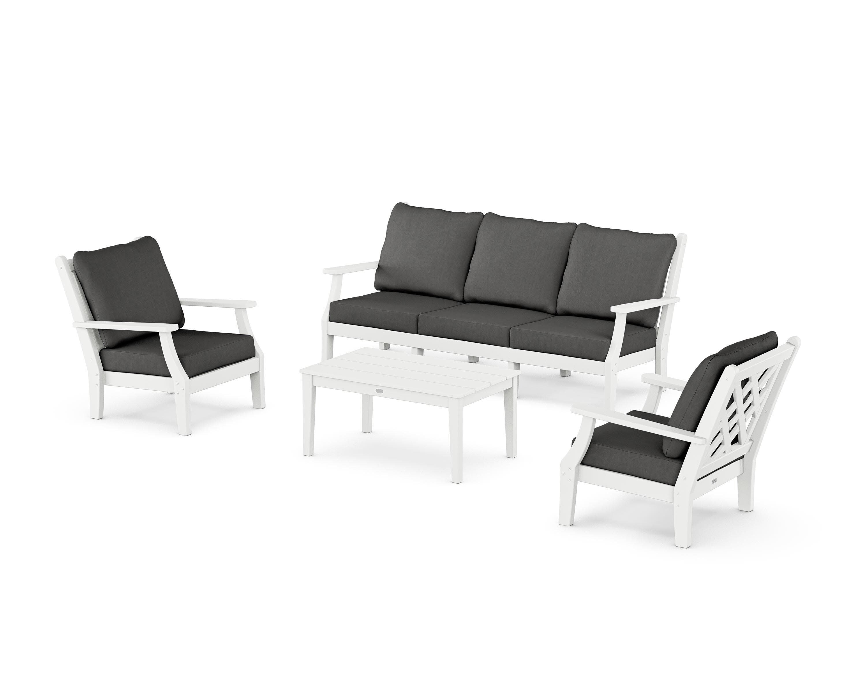 Wovendale 4-Piece Deep Seating Set with Sofa in White / Spectrum Carbon