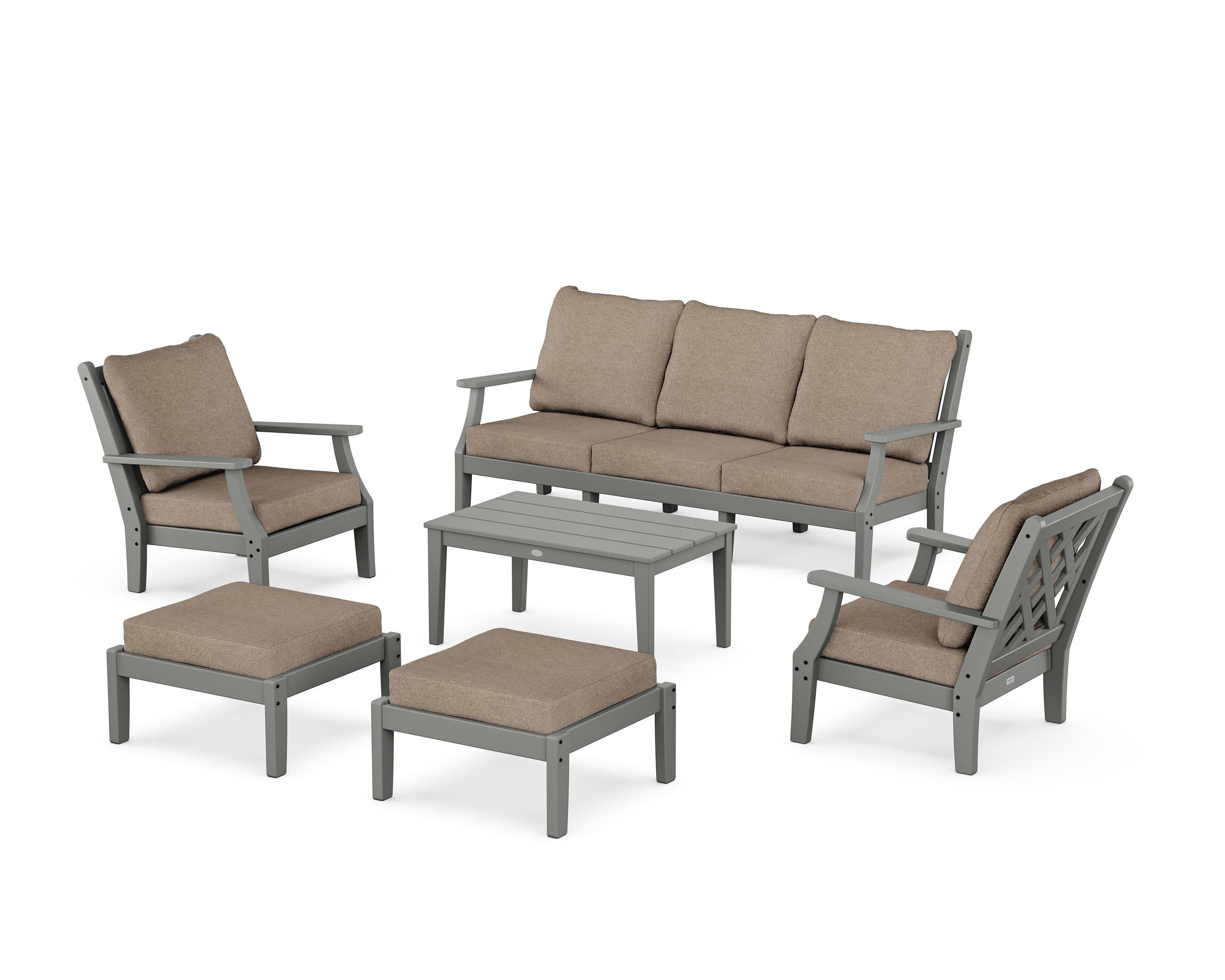 Wovendale 6-Piece Lounge Sofa Set in Slate Grey / Spiced Burlap