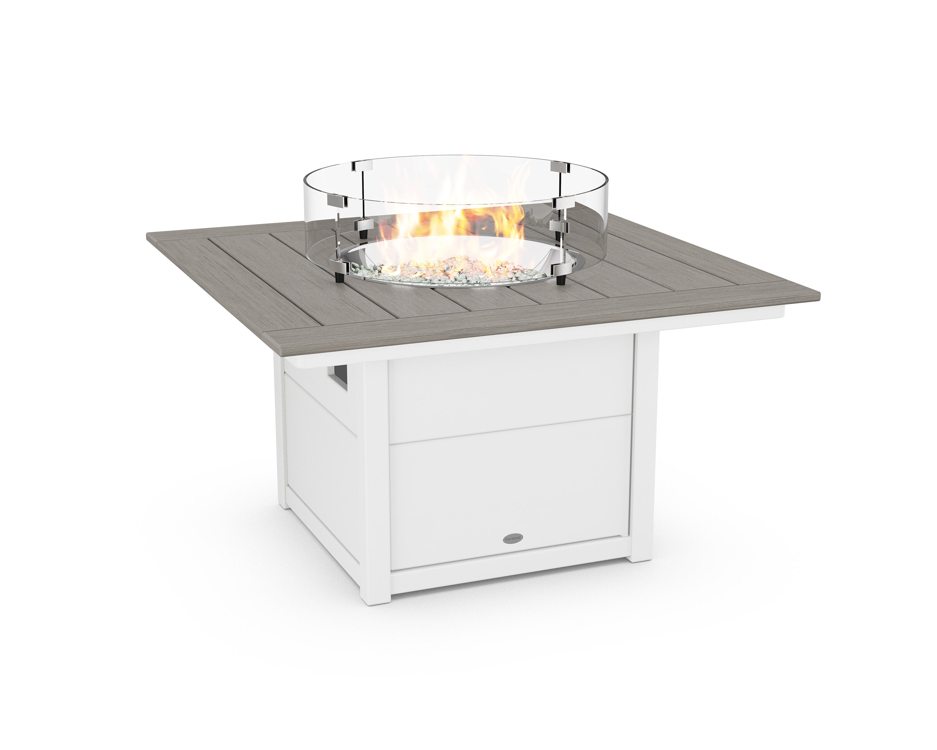 Square 42" Fire Pit Table in White / Driftwood