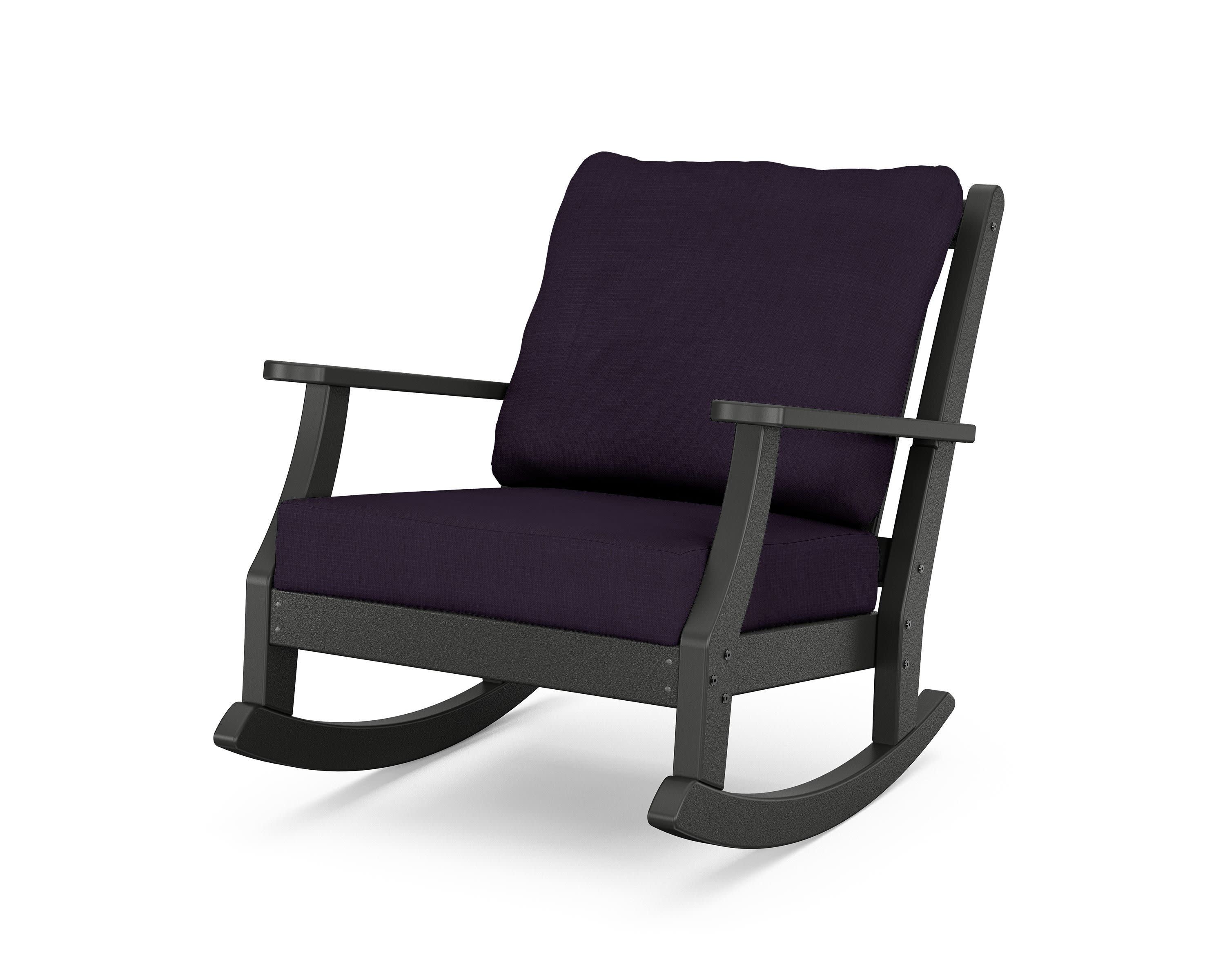 Wovendale Deep Seating Rocking Chair in Black / Navy Linen