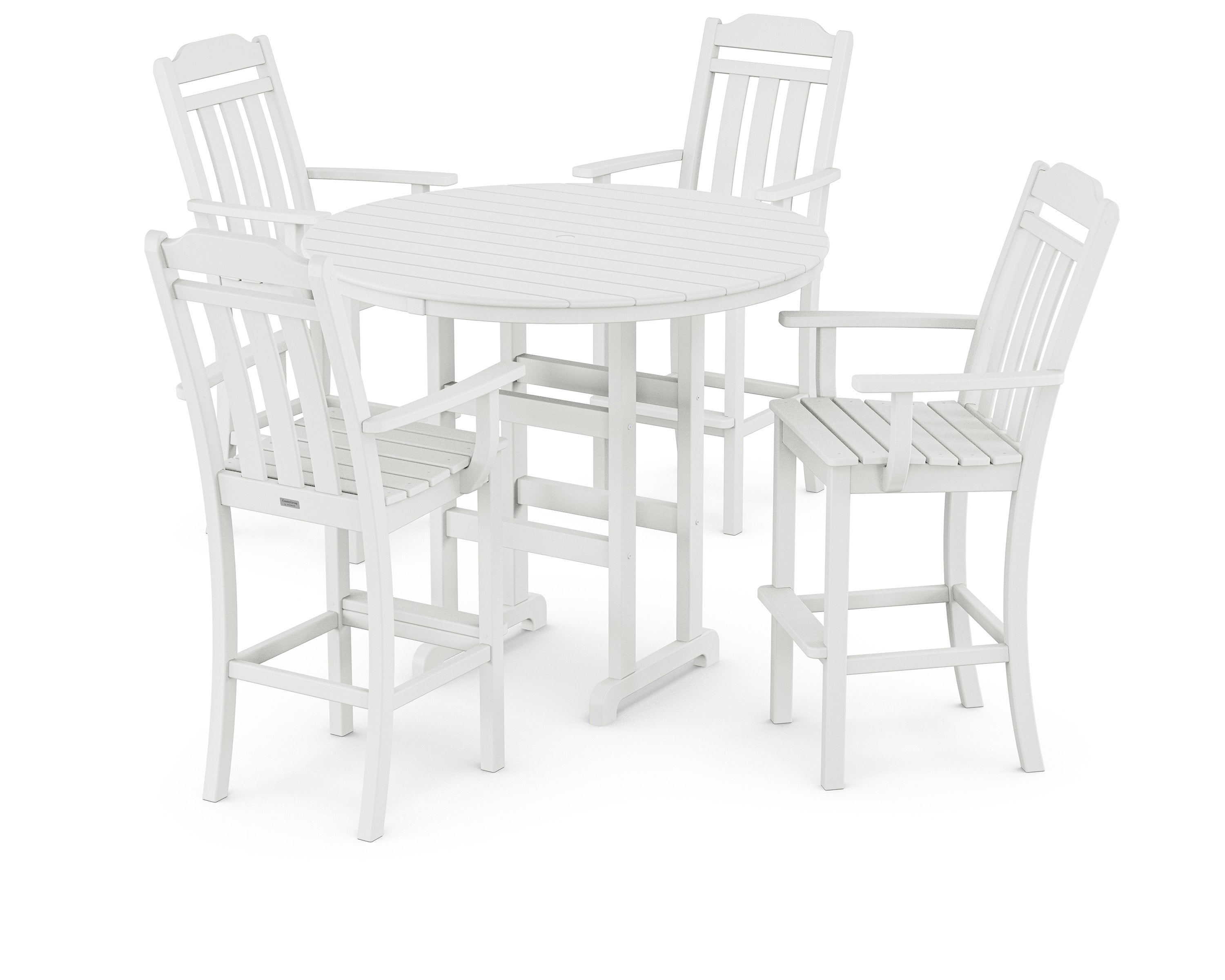 Cottage 5-Piece Round Farmhouse Bar Set in White