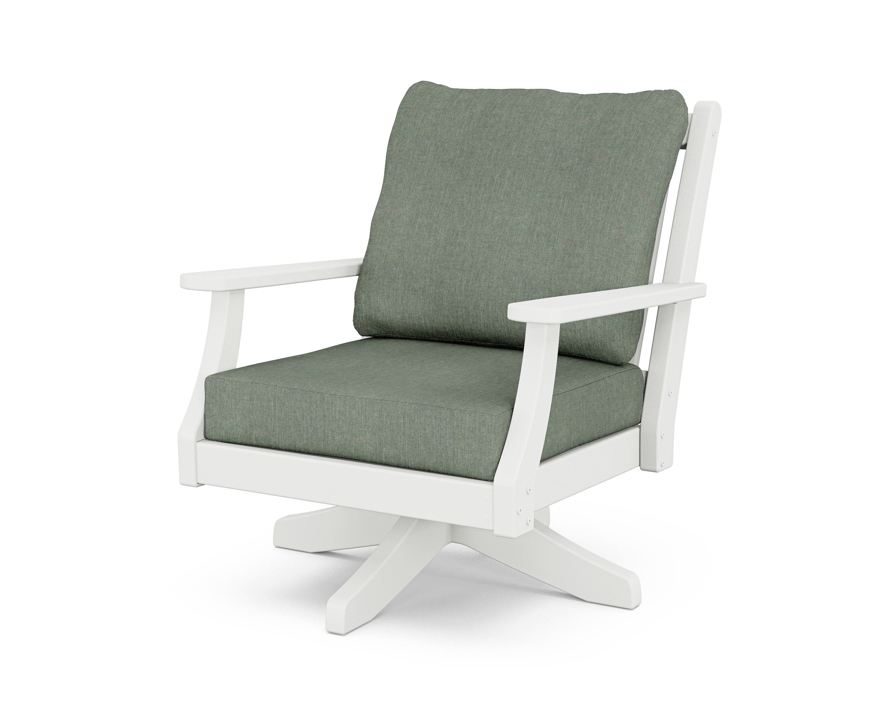 Wovendale Deep Seating Swivel Chair in White / Cast Sage