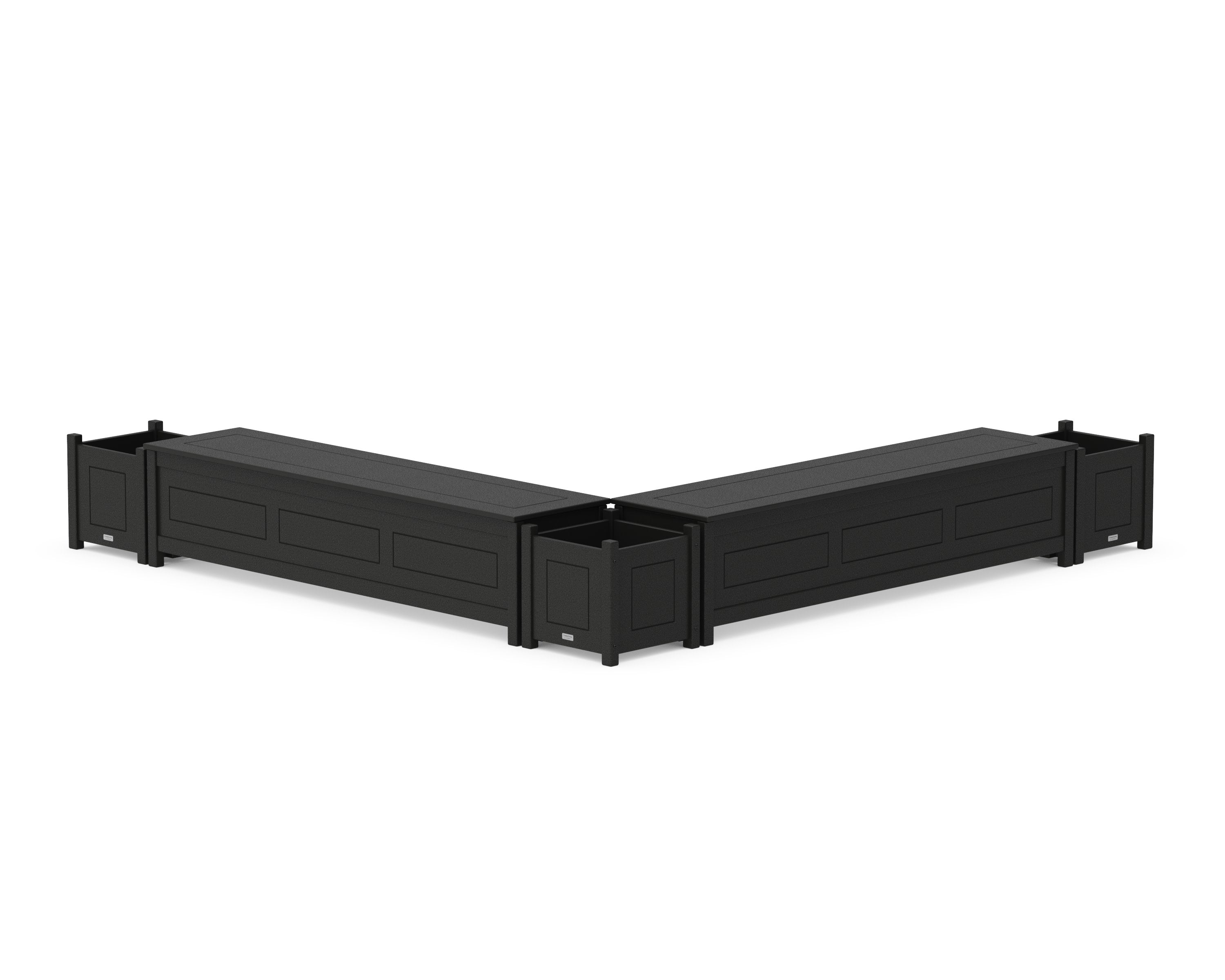 72" Country Living L- Shaped Planter Storage Bench Corner Set in Black