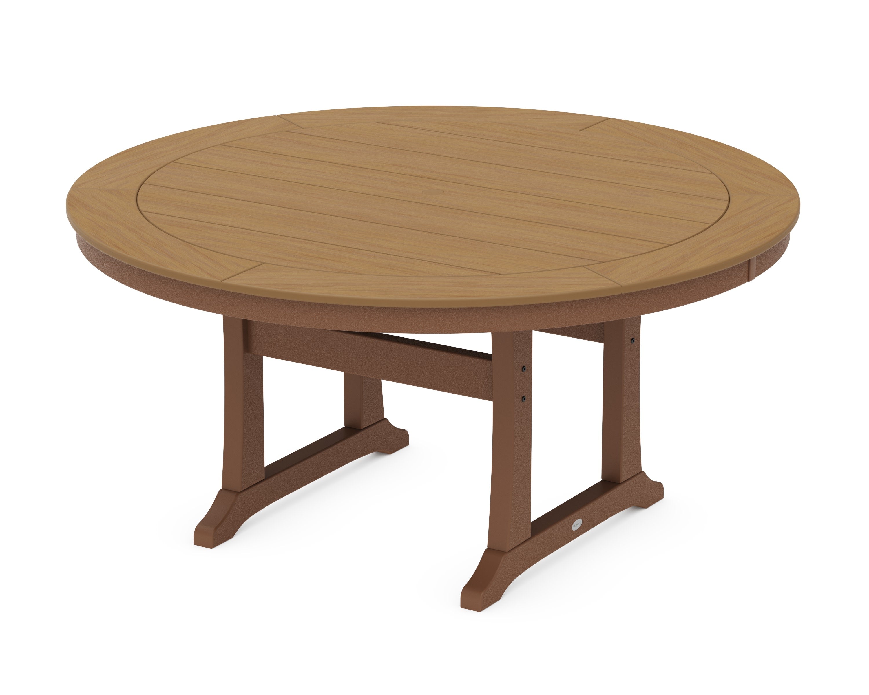 Nautical Trestle 60" Round Dining Table in Teak / Natural