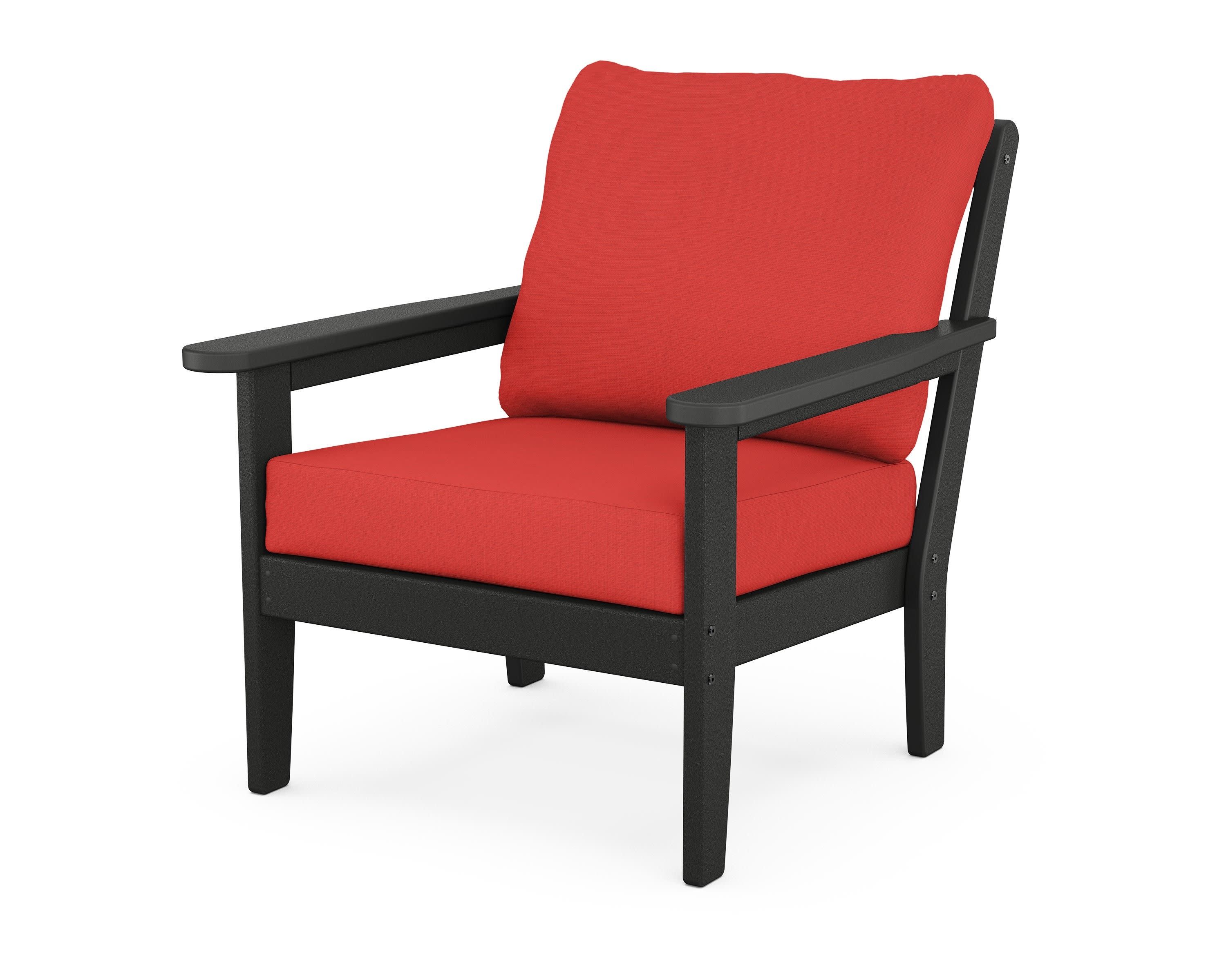 Cottage Deep Seating Chair in Black / Crimson Linen