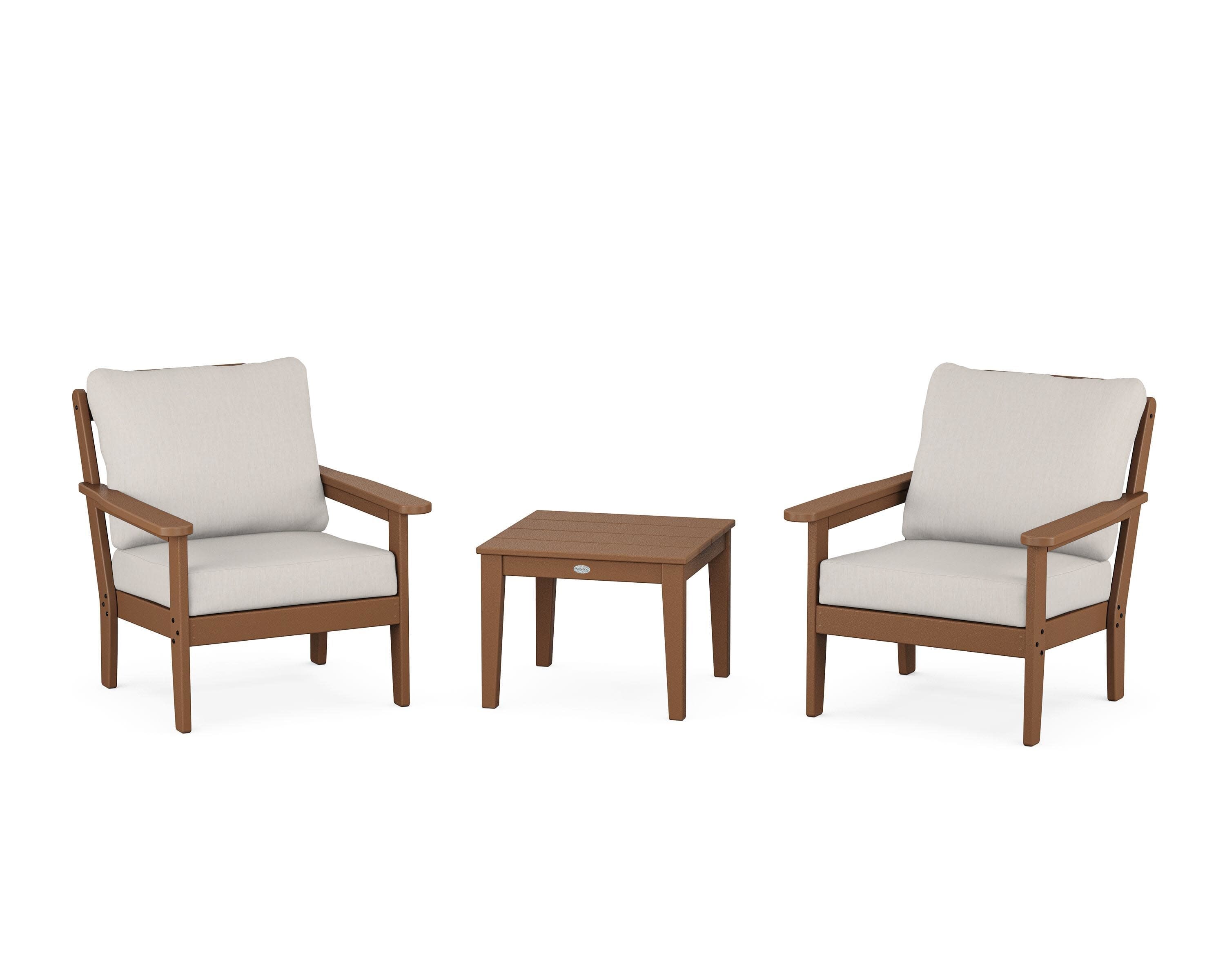 Cottage 3-Piece Deep Seating Set in Teak / Cast Ash