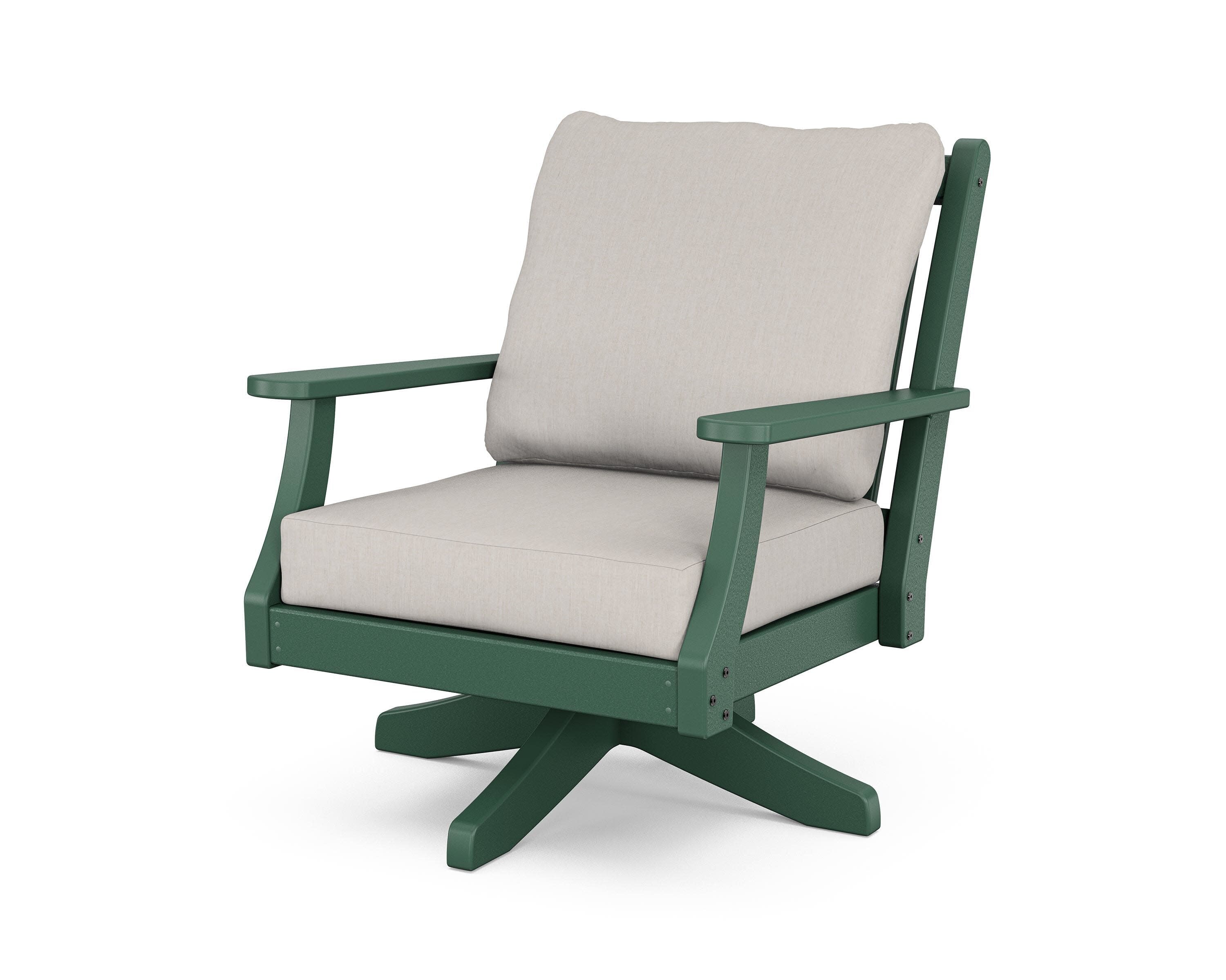 Wovendale Deep Seating Swivel Chair in Green / Cast Ash