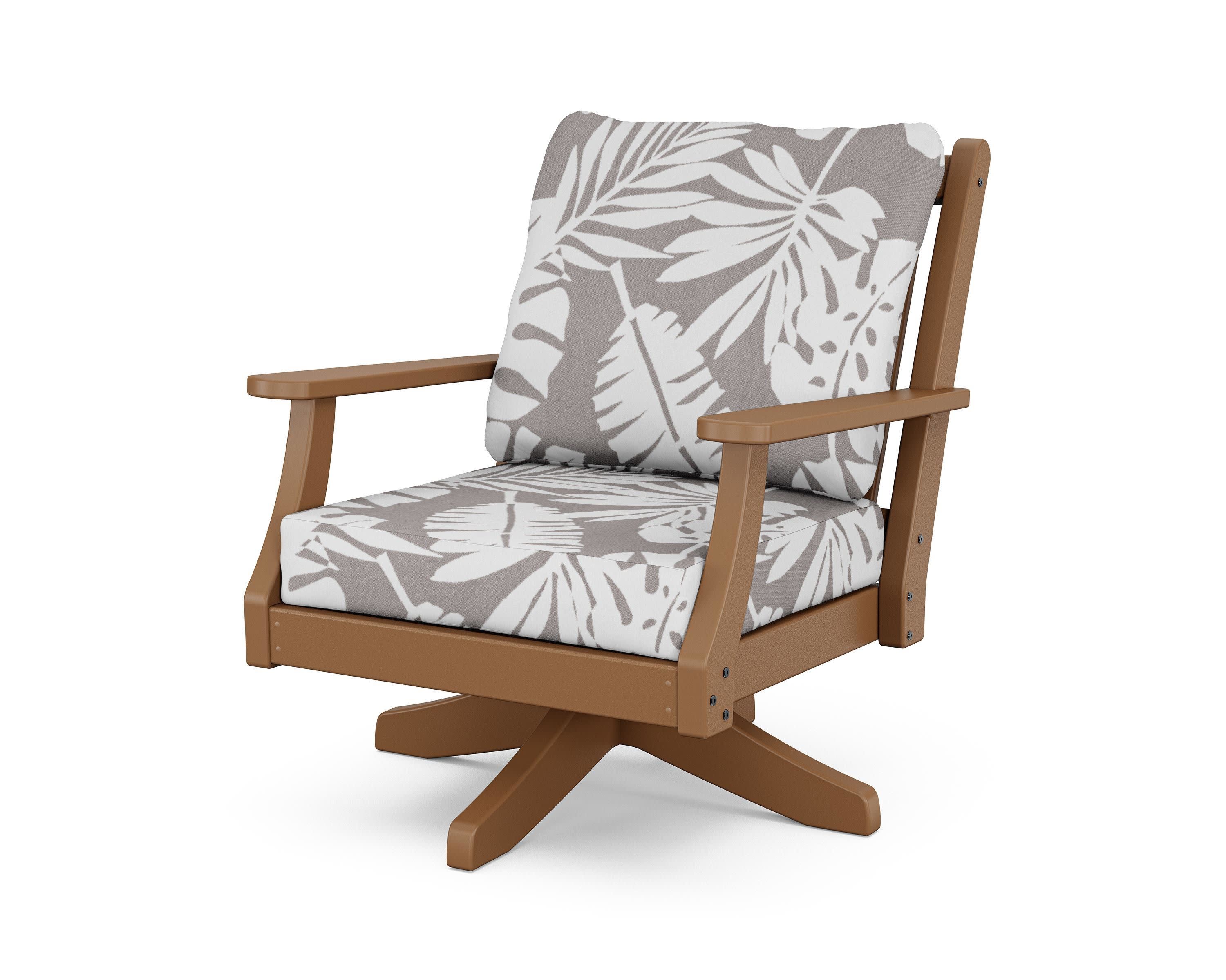 Wovendale Deep Seating Swivel Chair in Teak / Leaf Grey Mist
