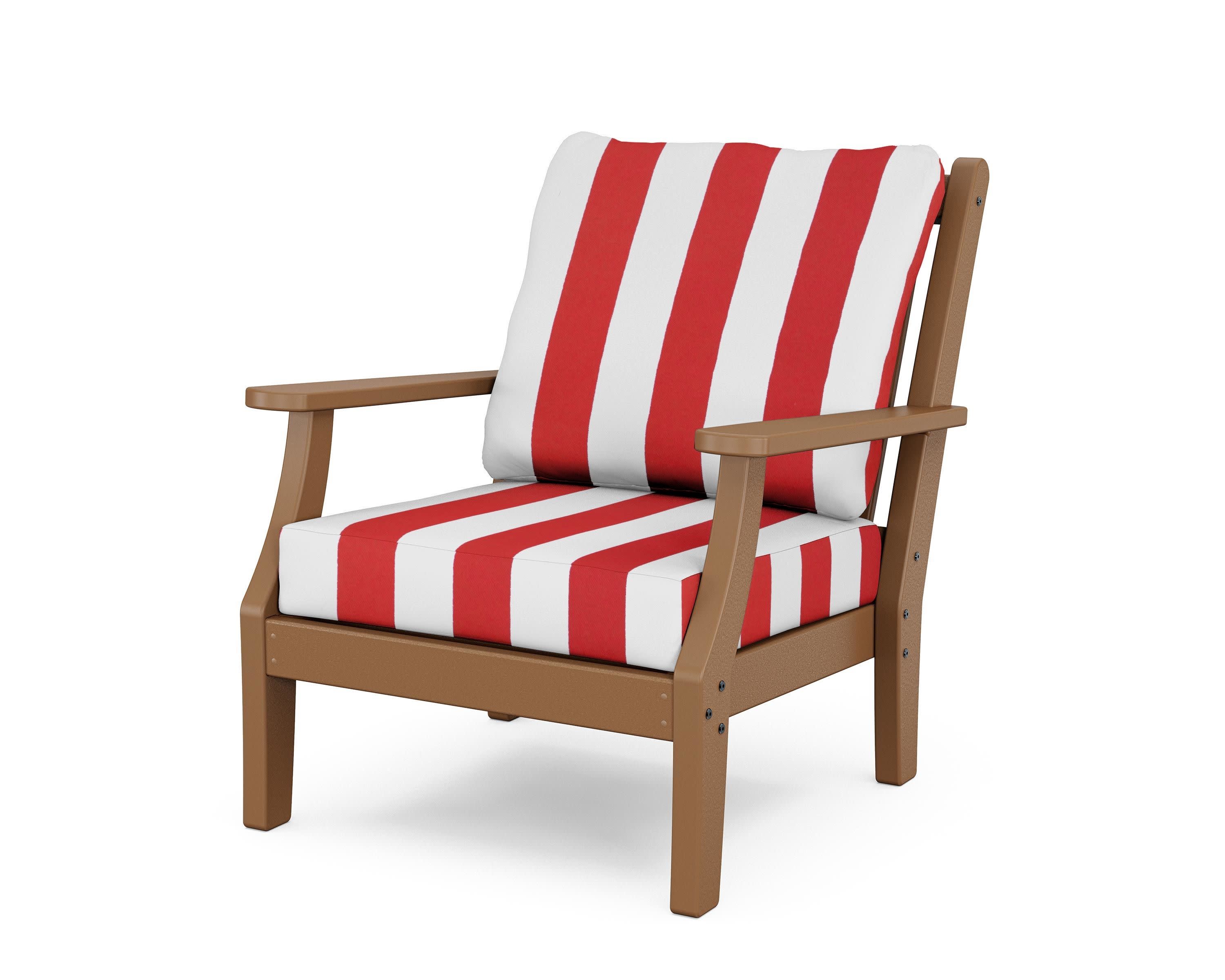 Wovendale Deep Seating Chair in Teak / Cabana Stripe Crimson