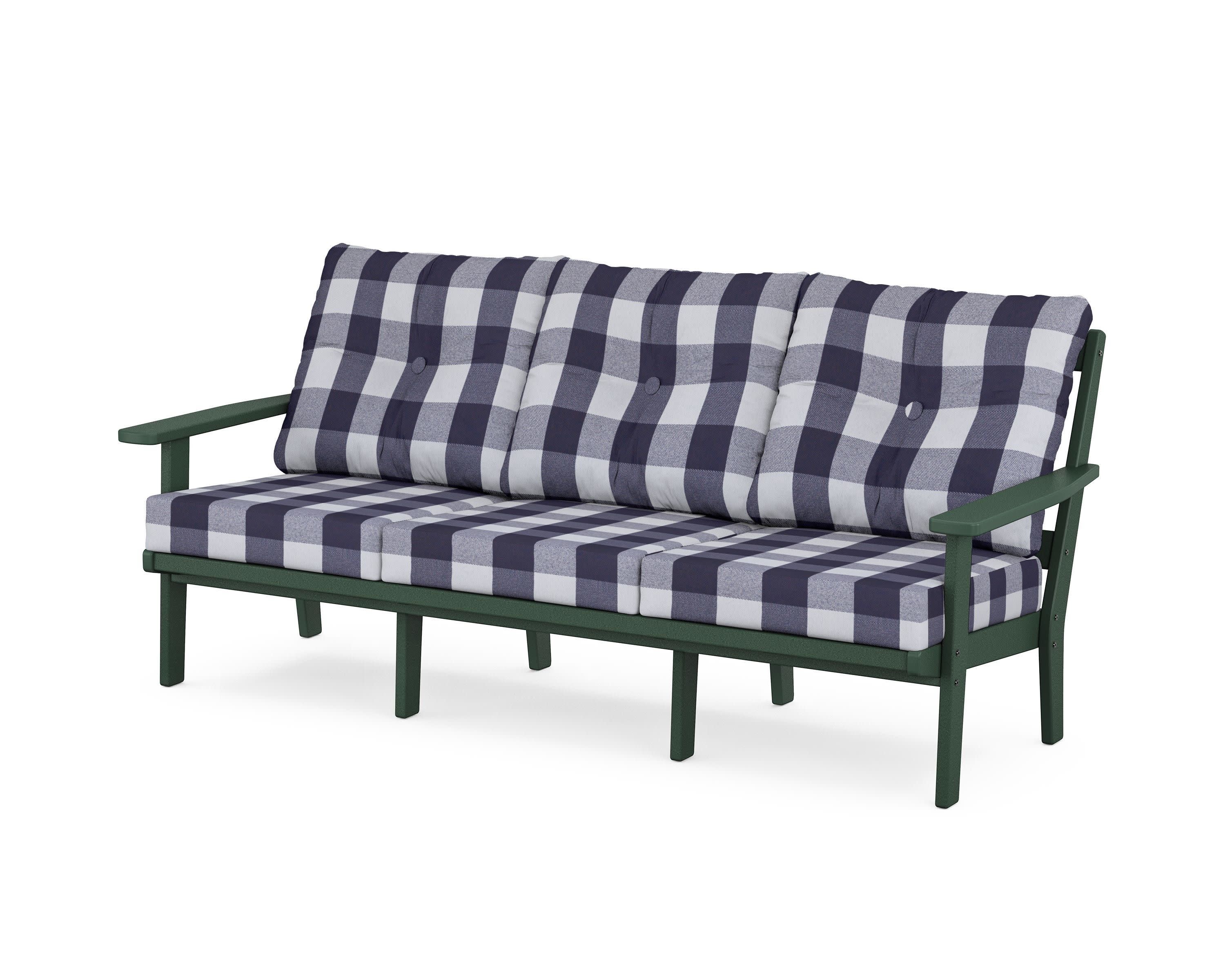 PrairieDeep Seating Sofa in Green / Buffalo Plaid Navy