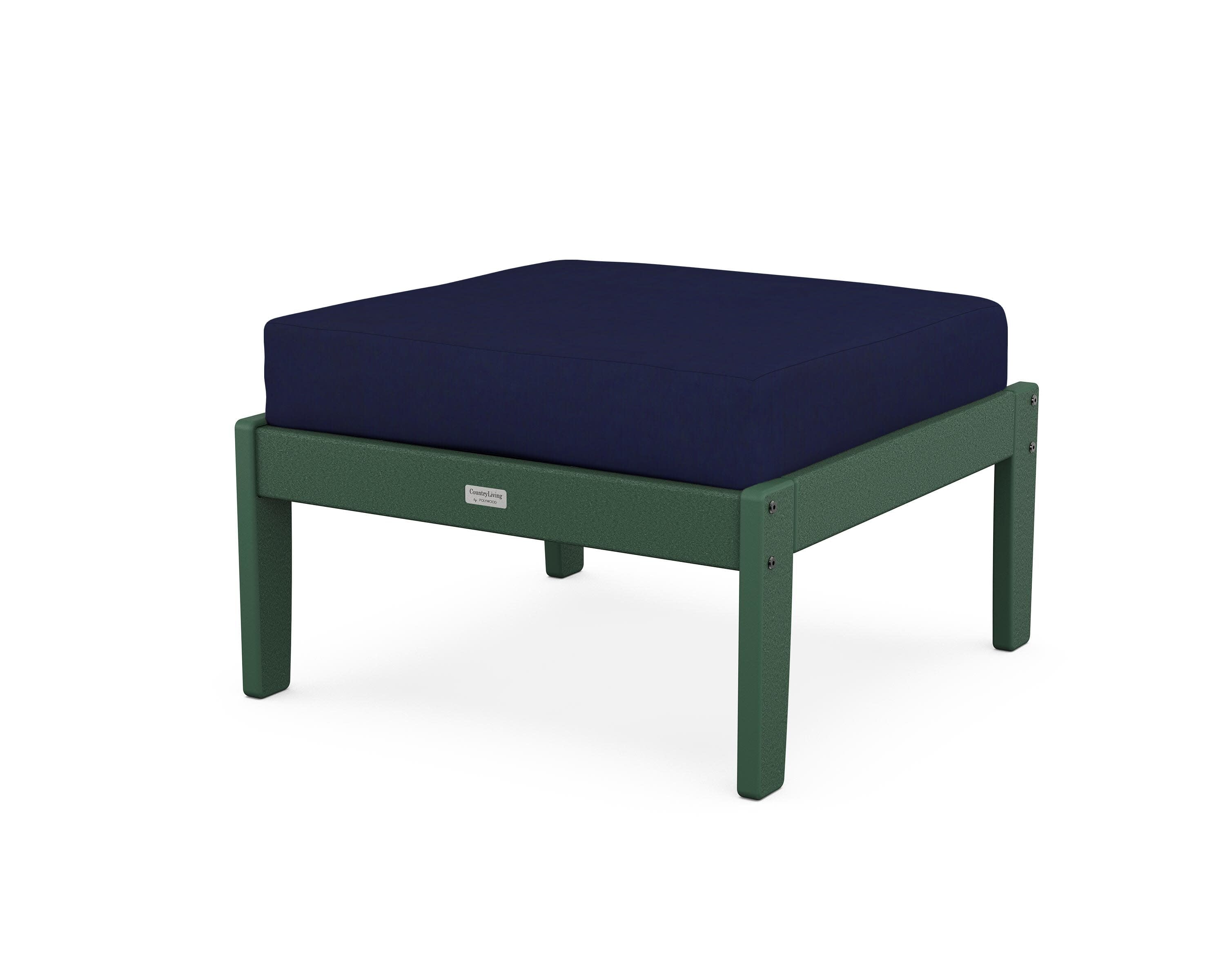 Cottage Deep Seating Ottoman in Green / Navy