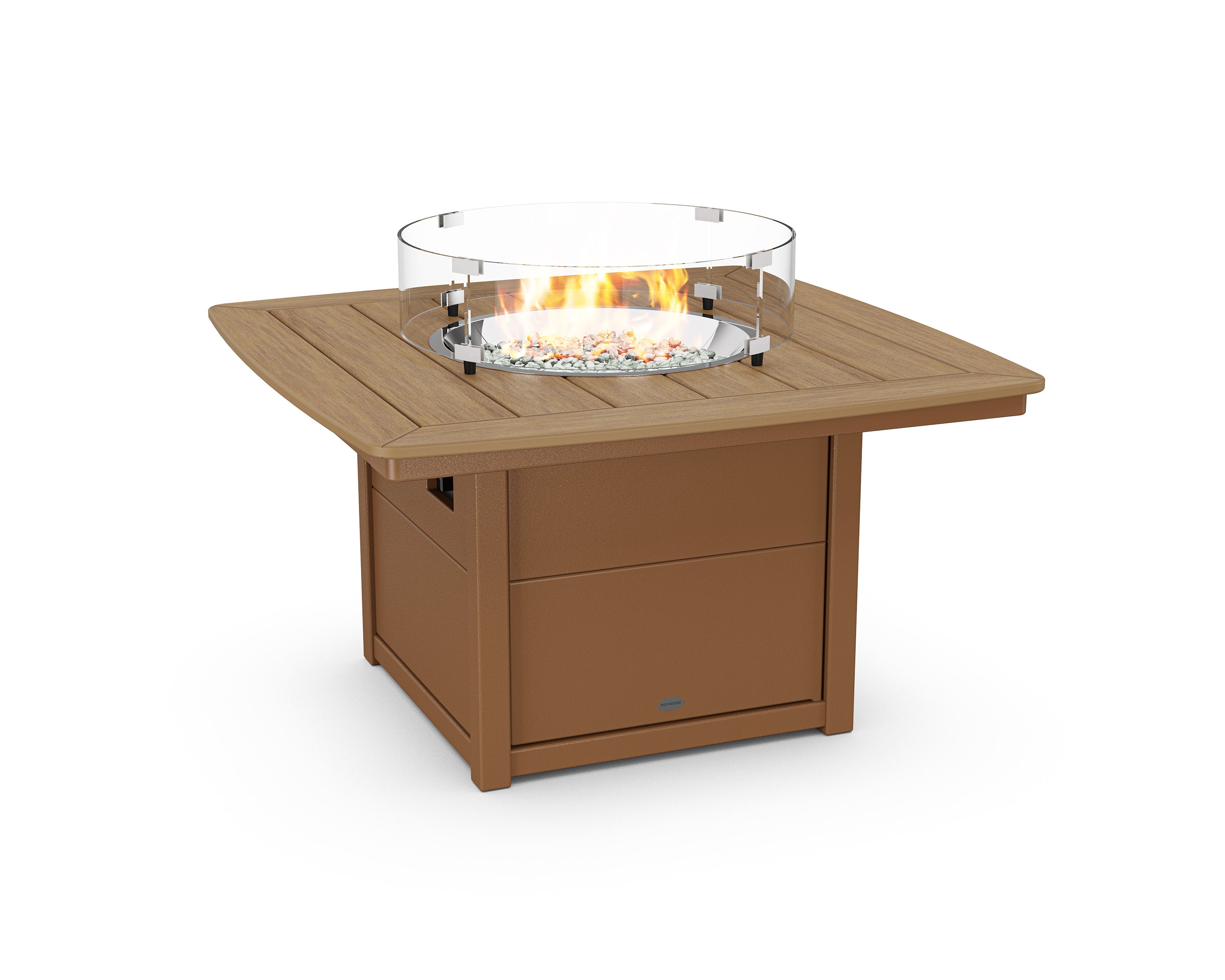 Nautical 42" Fire Pit Table in Teak / Natural