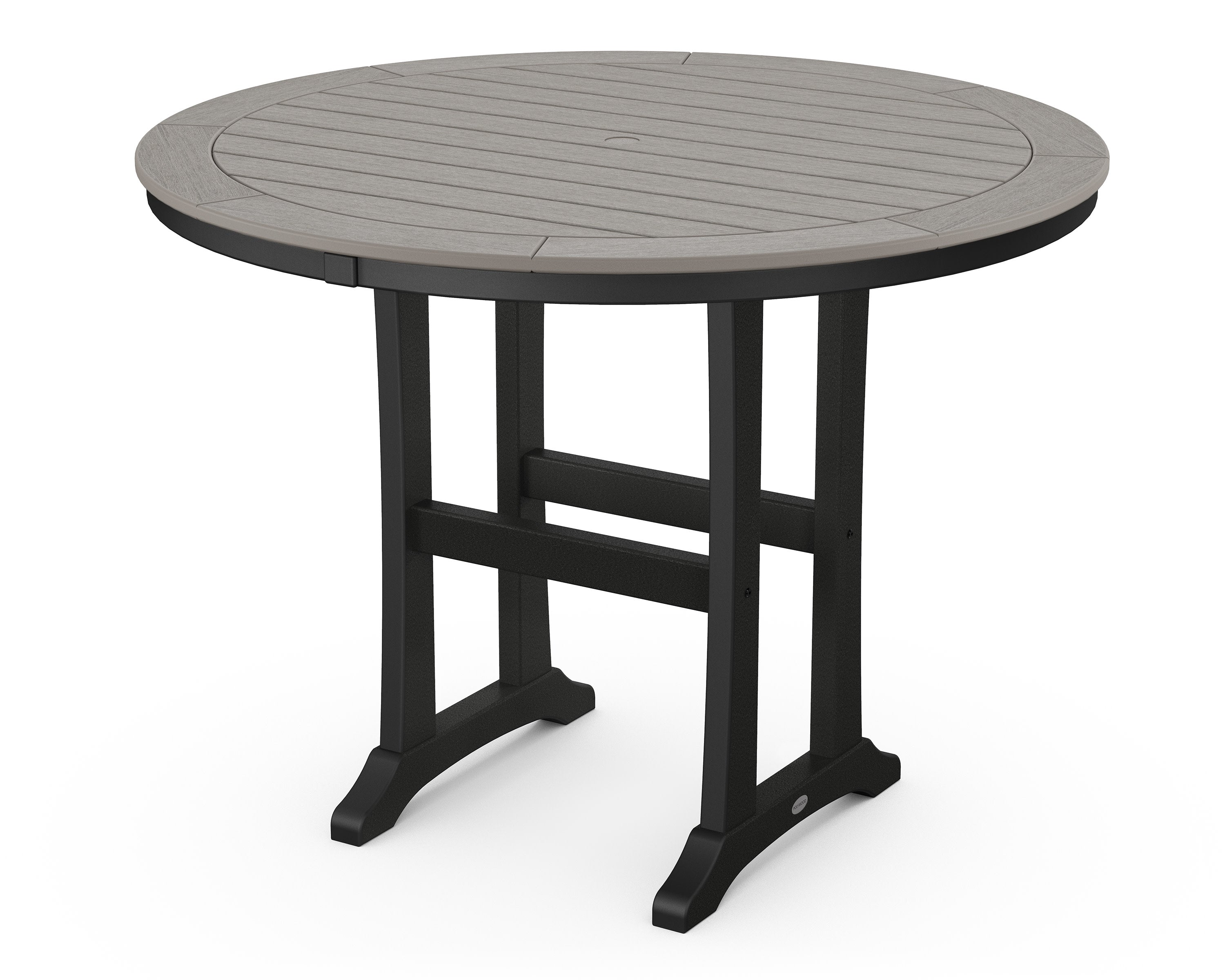 Nautical Trestle 48" Round Counter Table in Black / Driftwood