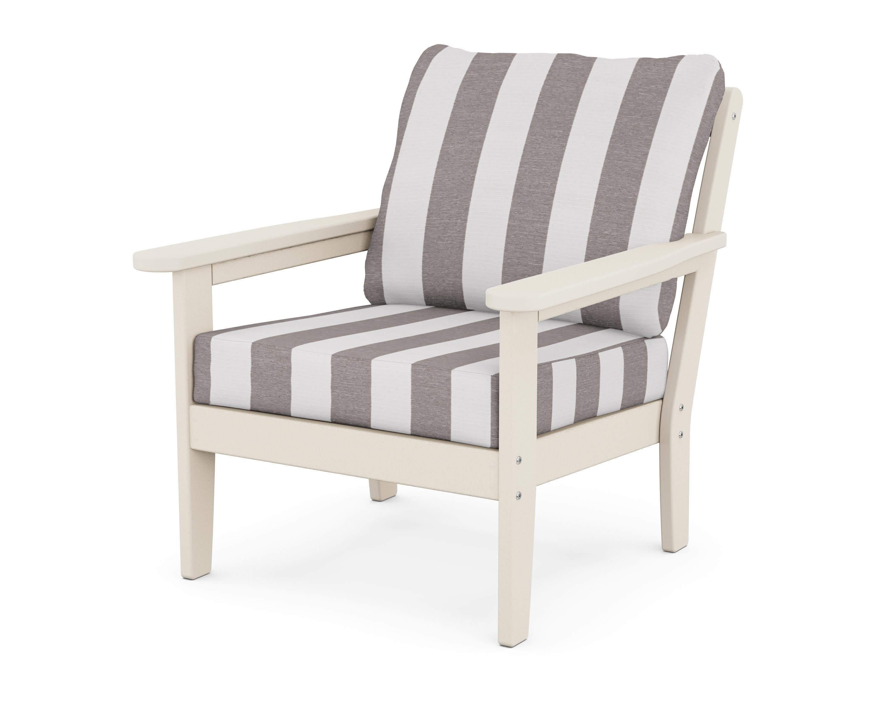 Cottage Deep Seating Chair in Sand / Cabana Stripe Grey Mist