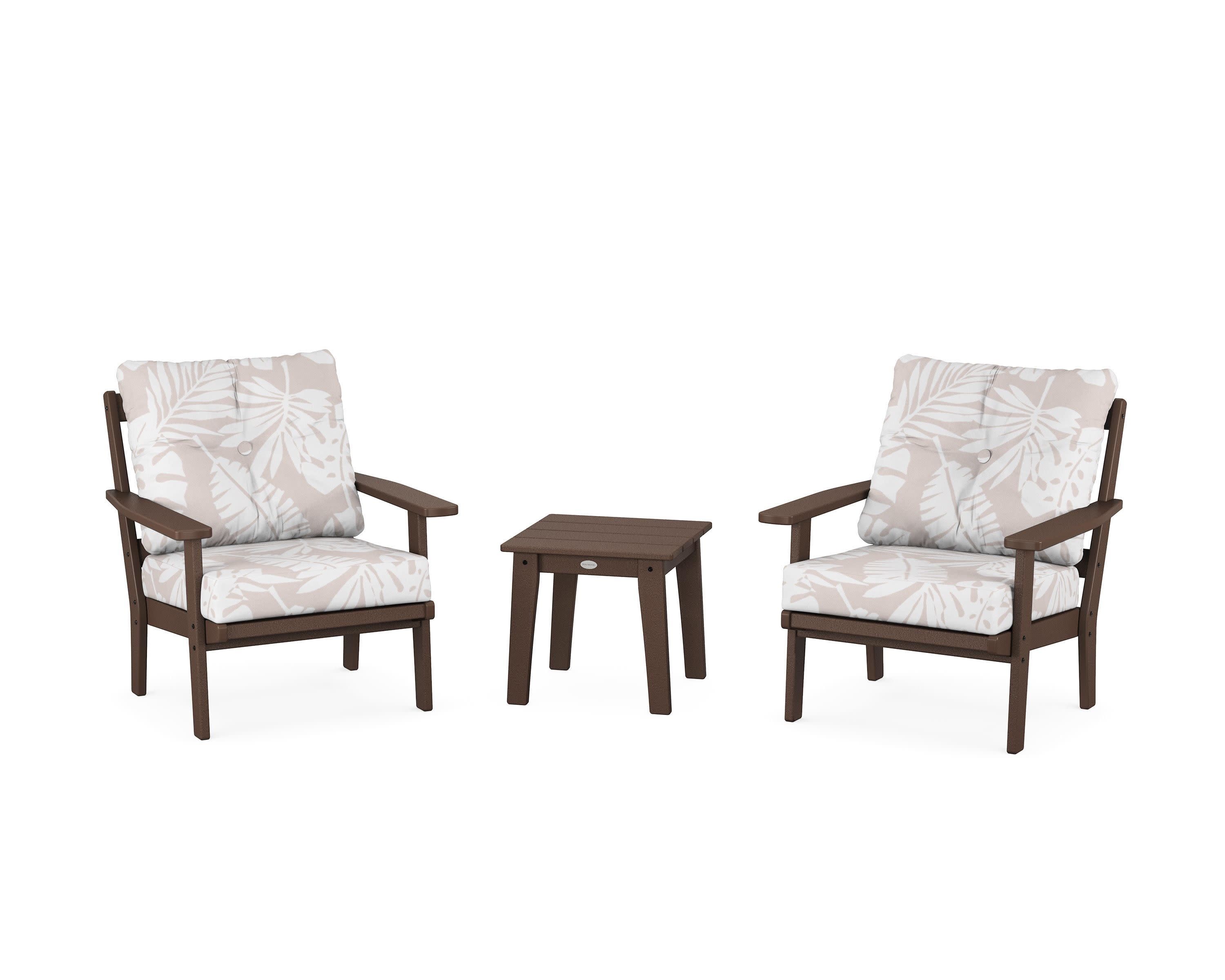 Prairie 3-Piece Deep Seating Set in Mahogany / Leaf Dune Burlap