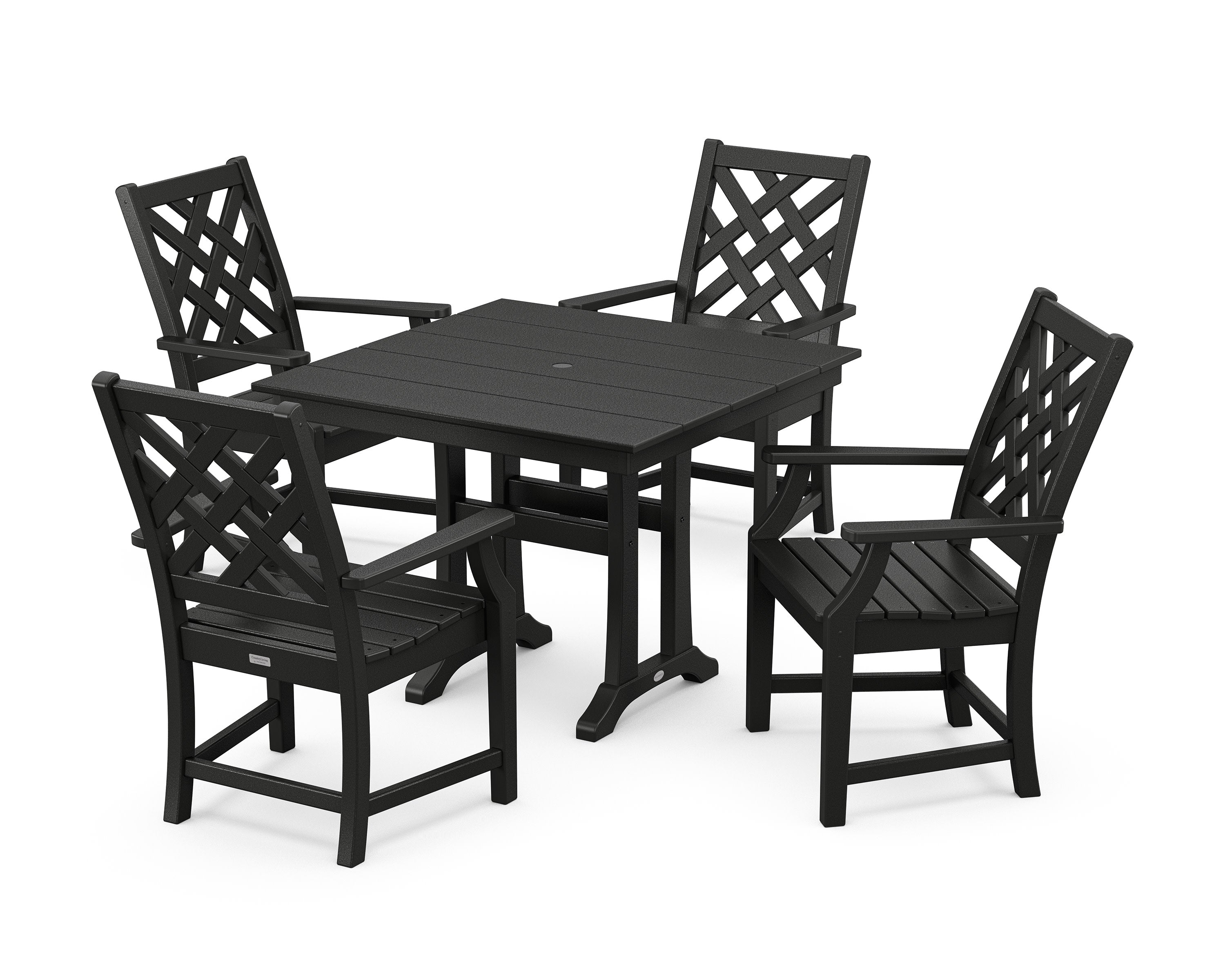 Wovendale 5-Piece Farmhouse Dining Set with Trestle Legs in Black