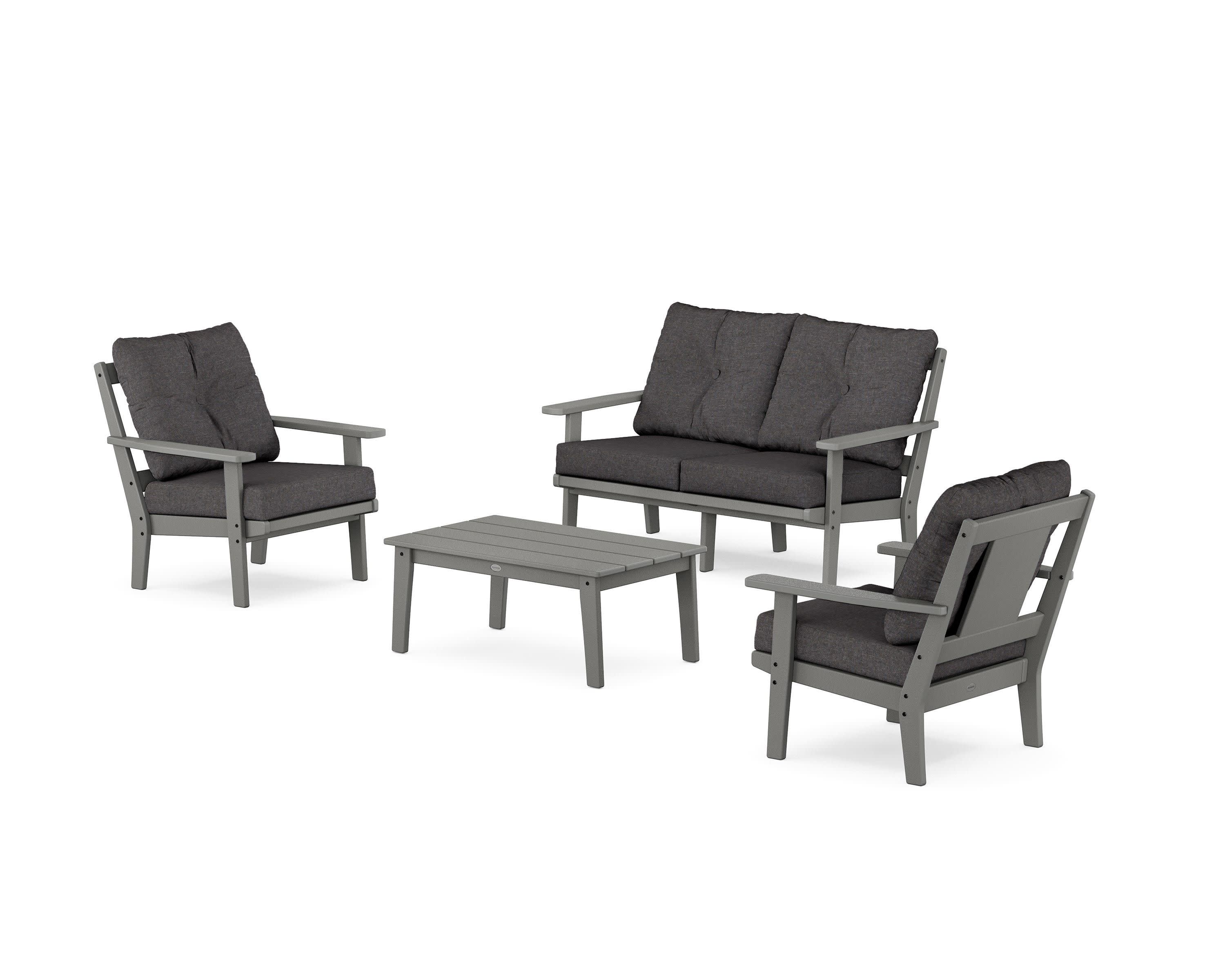Prairie 4-Piece Deep Seating Set with Loveseat in Slate Grey / Ash Charcoal