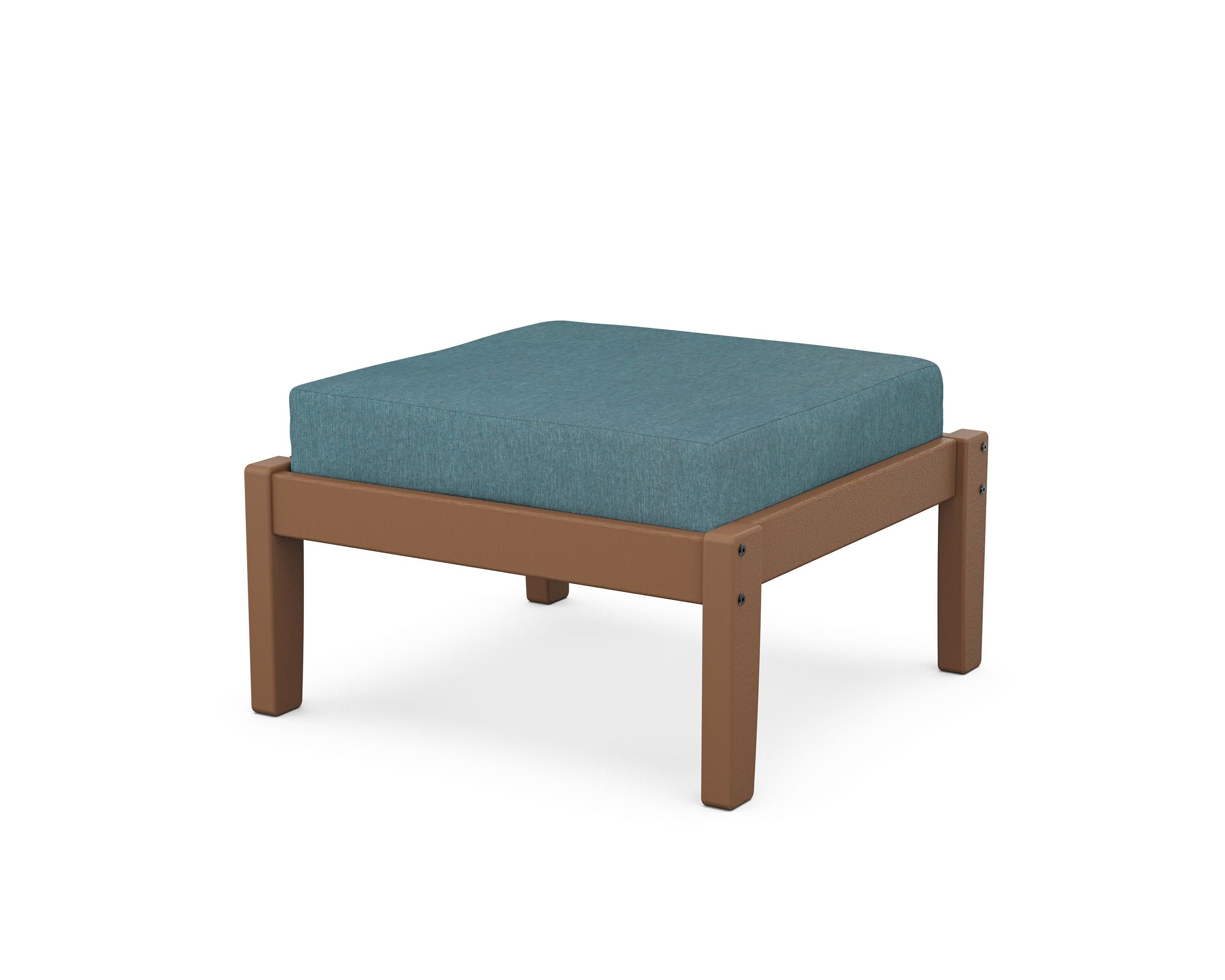 Deep Seating Ottoman in Teak / Ocean Teal