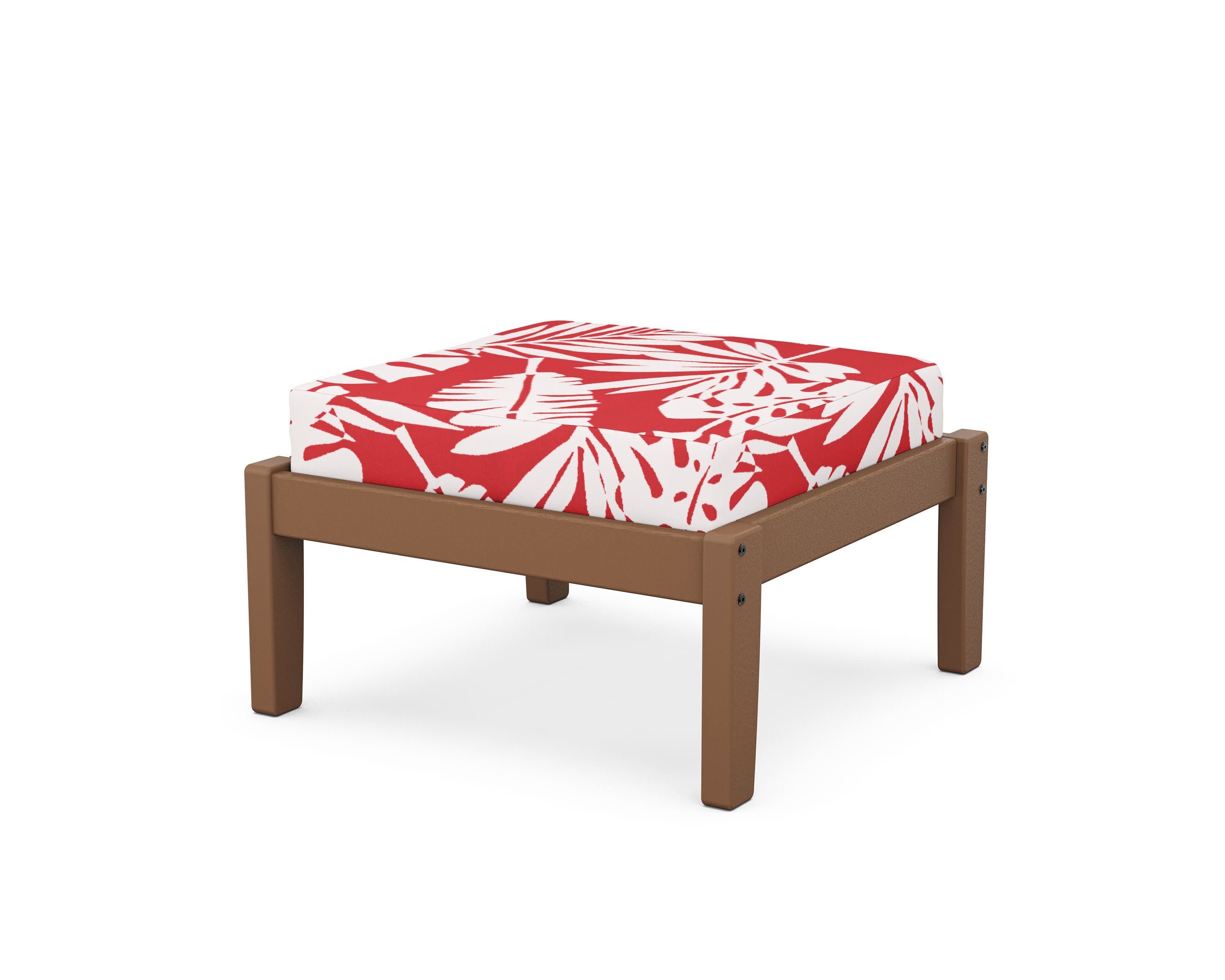 Deep Seating Ottoman in Teak / Leaf Crimson