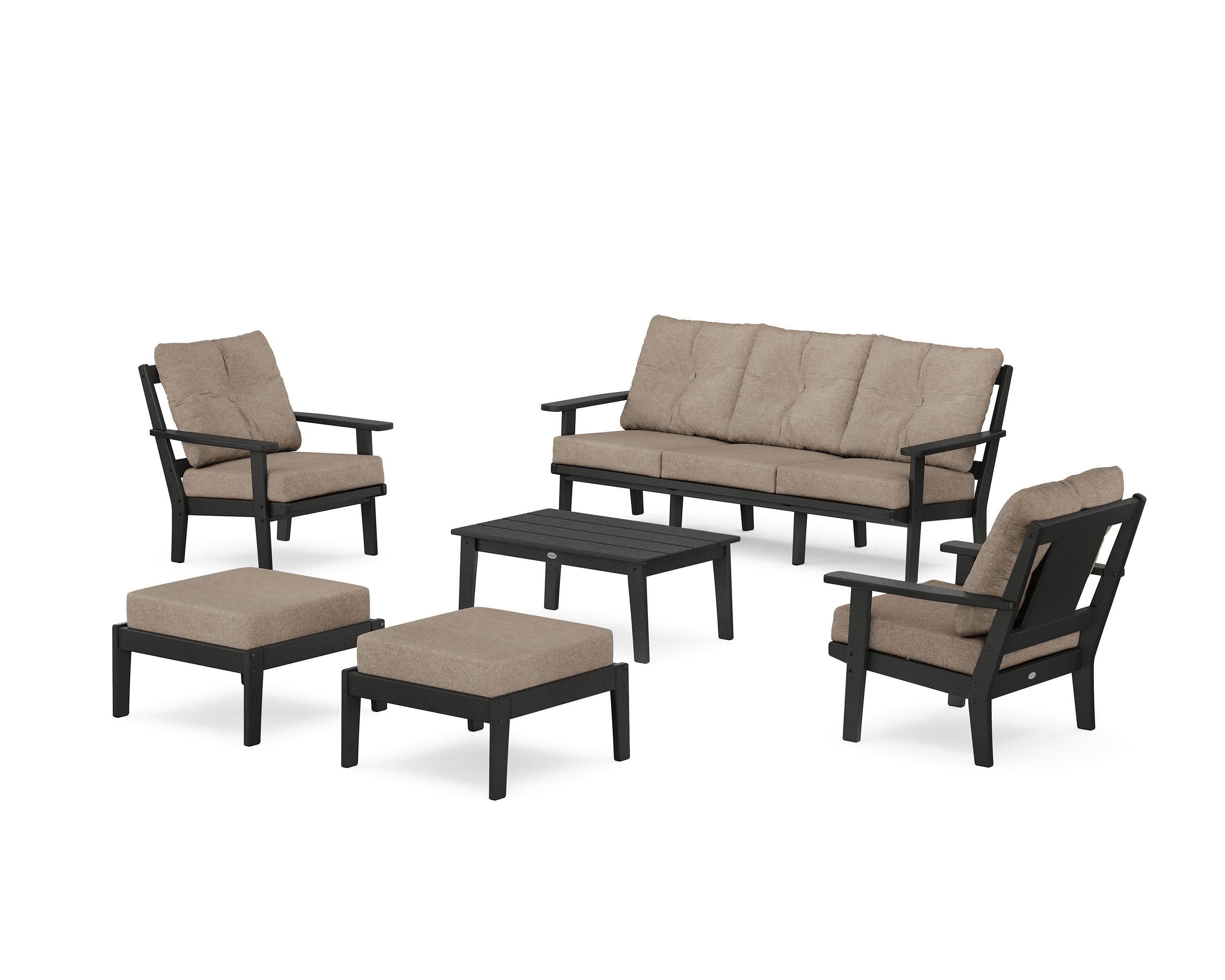 Prairie 6-Piece Lounge Sofa Set in Black / Spiced Burlap