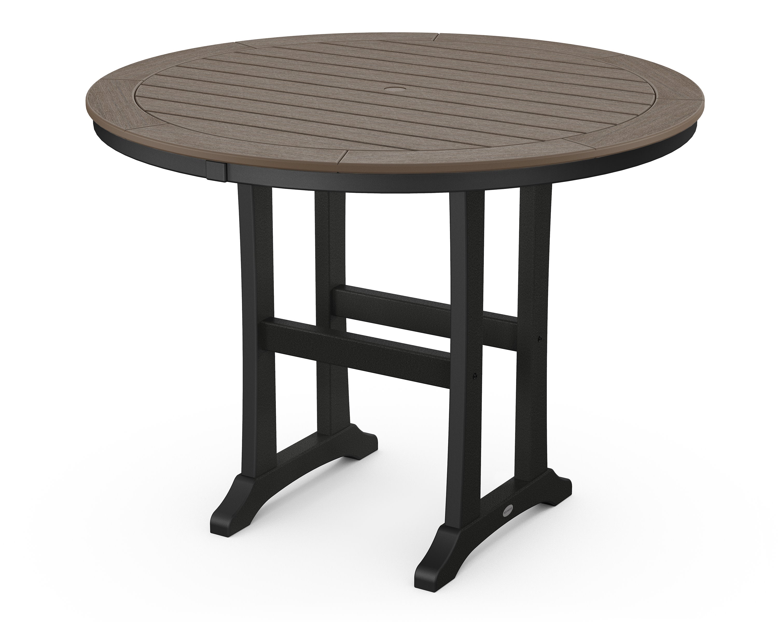 Nautical Trestle 48" Round Counter Table in Black / Kona