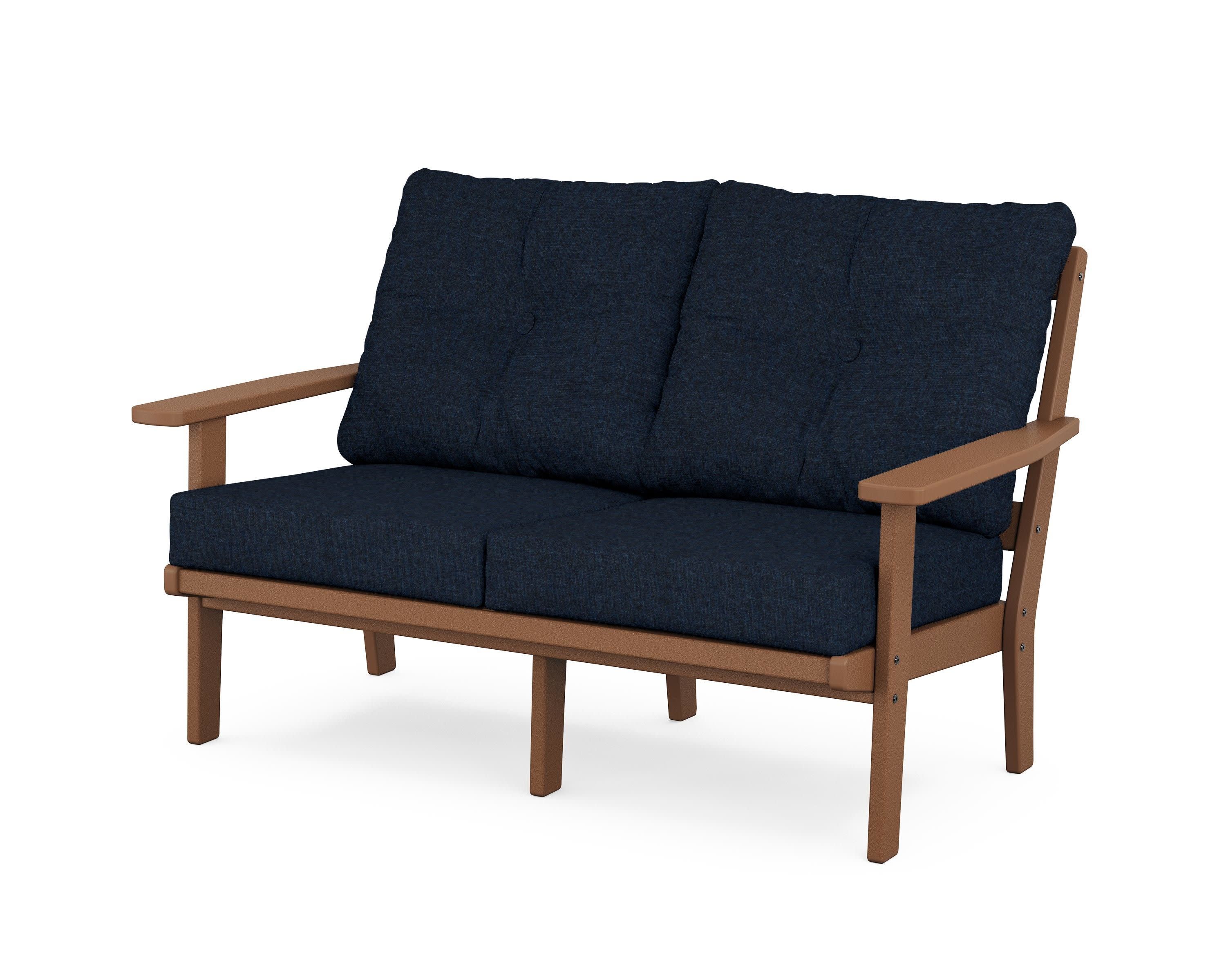 Prairie Deep SeatingLoveseat in Teak / Marine Indigo