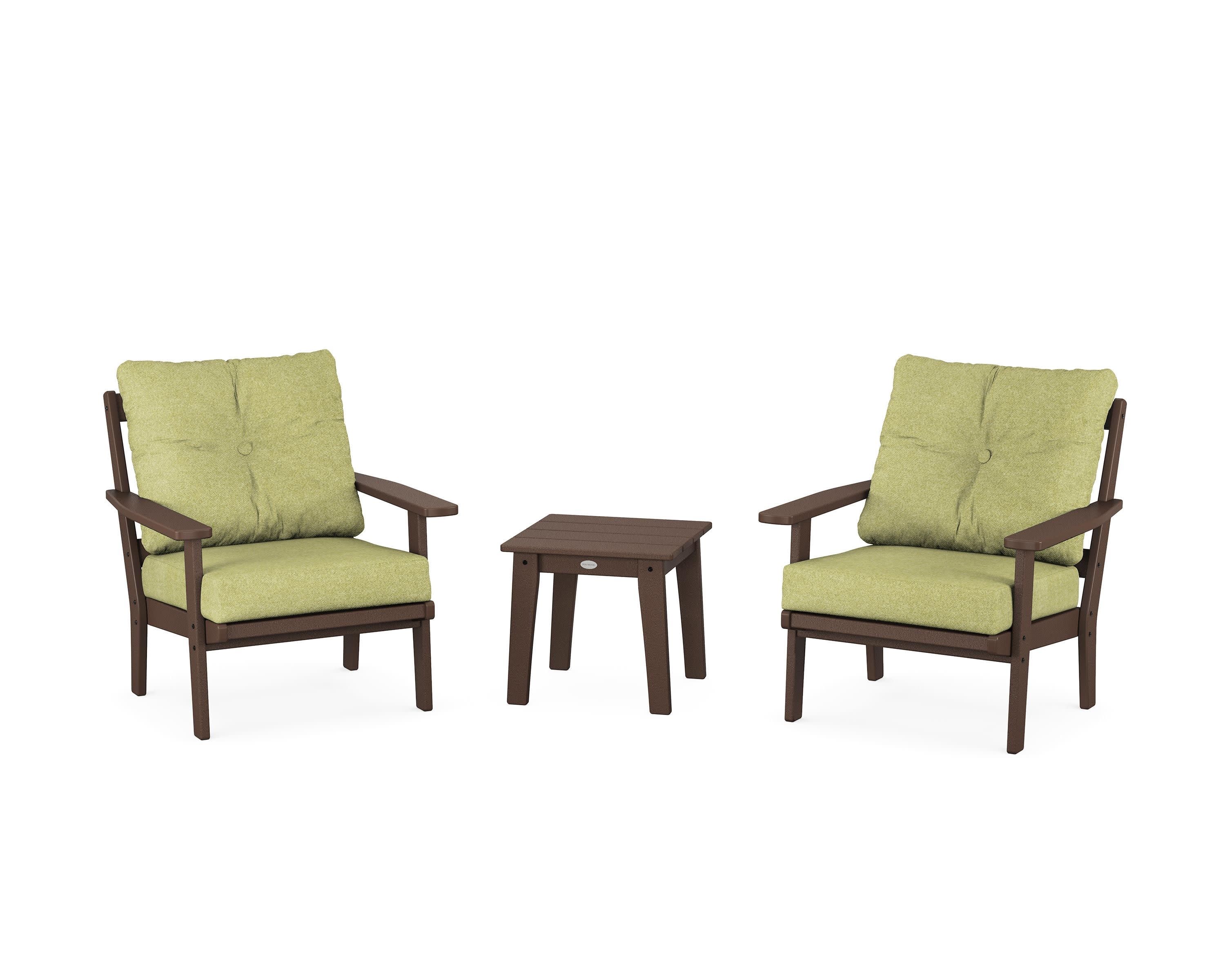 Prairie 3-Piece Deep Seating Set in Mahogany / Chartreuse Boucle