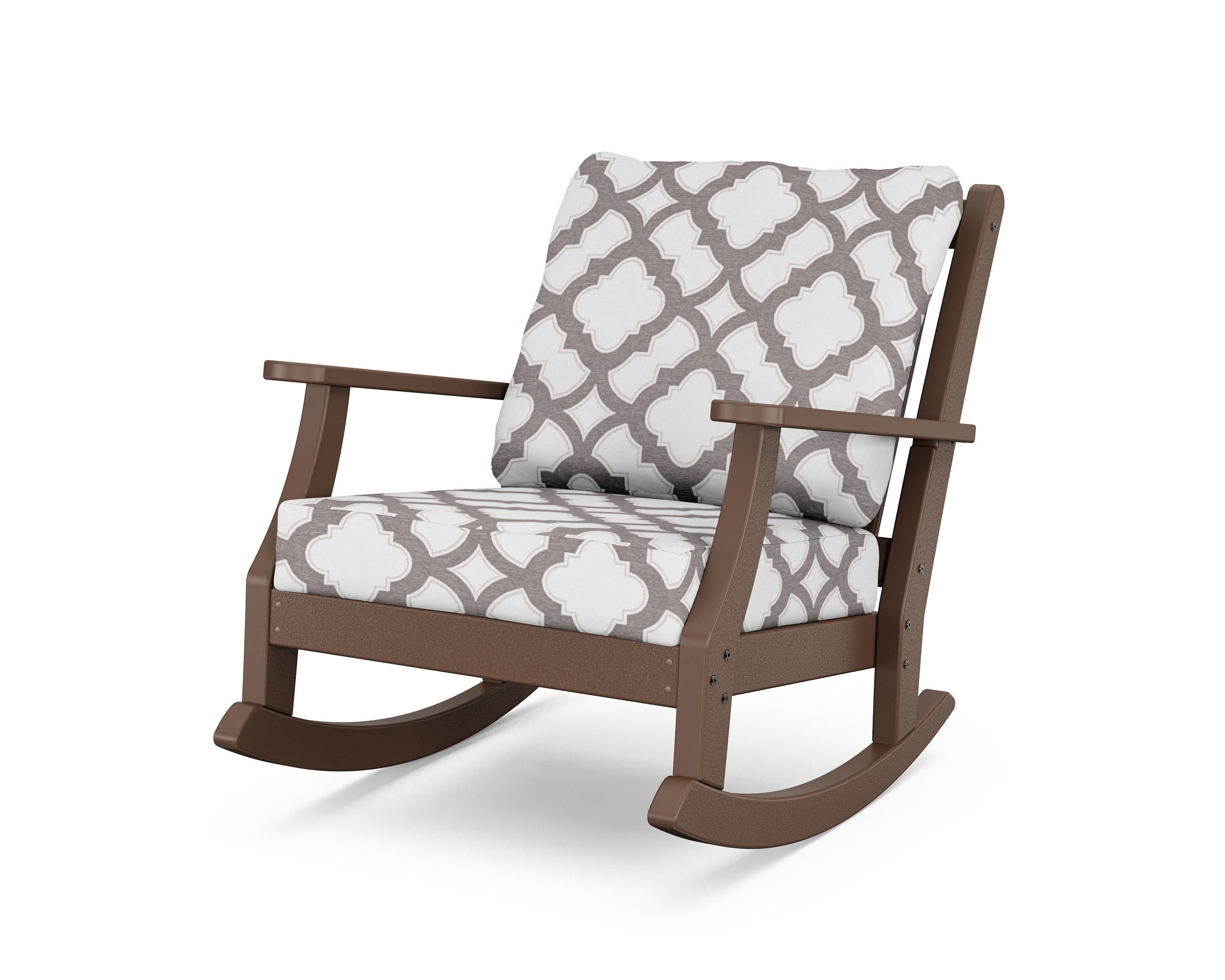 Wovendale Deep Seating Rocking Chair in Mahogany / Trellis Grey Mist