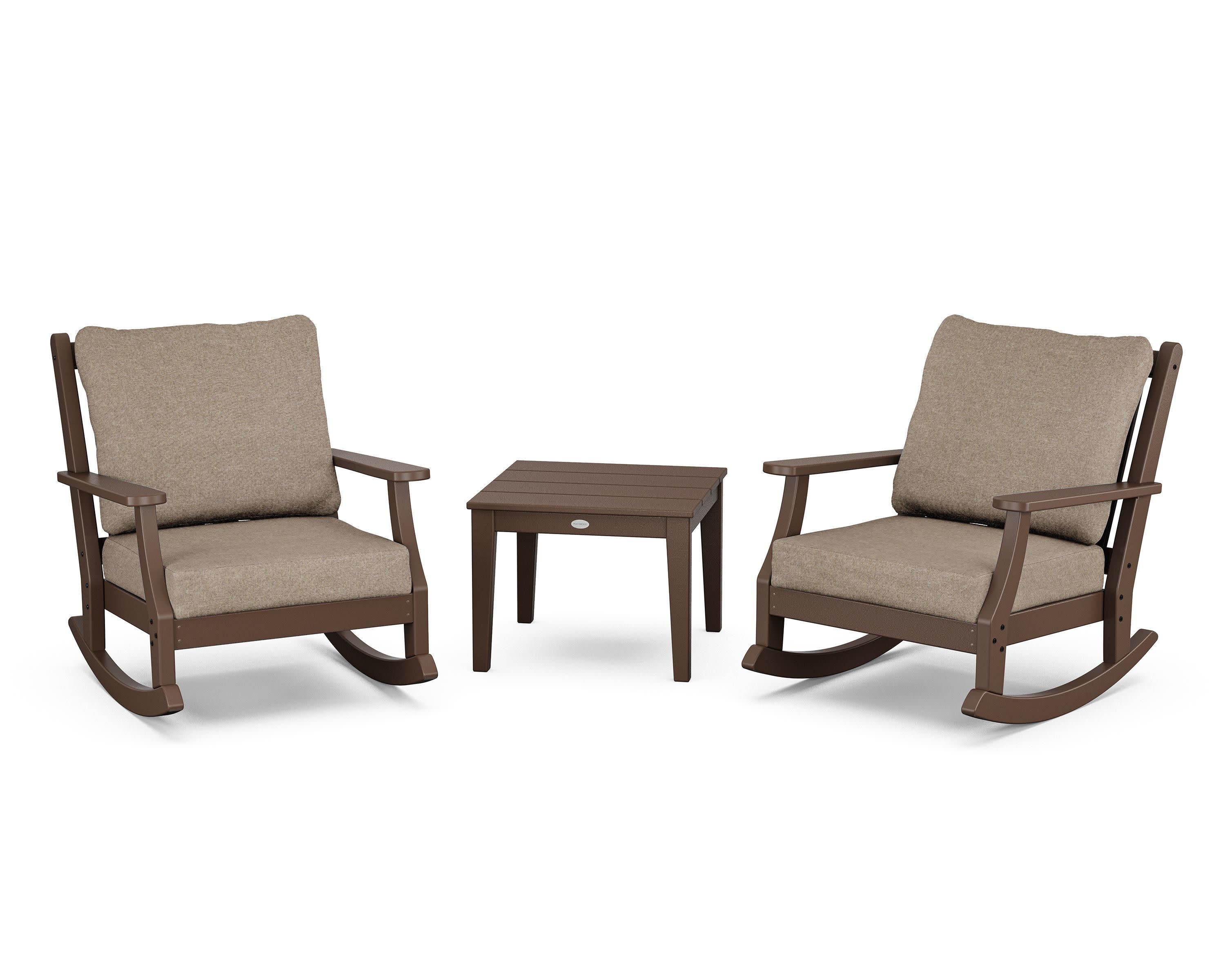 Wovendale 3-Piece Deep Seating Rocker Set in Mahogany / Spiced Burlap