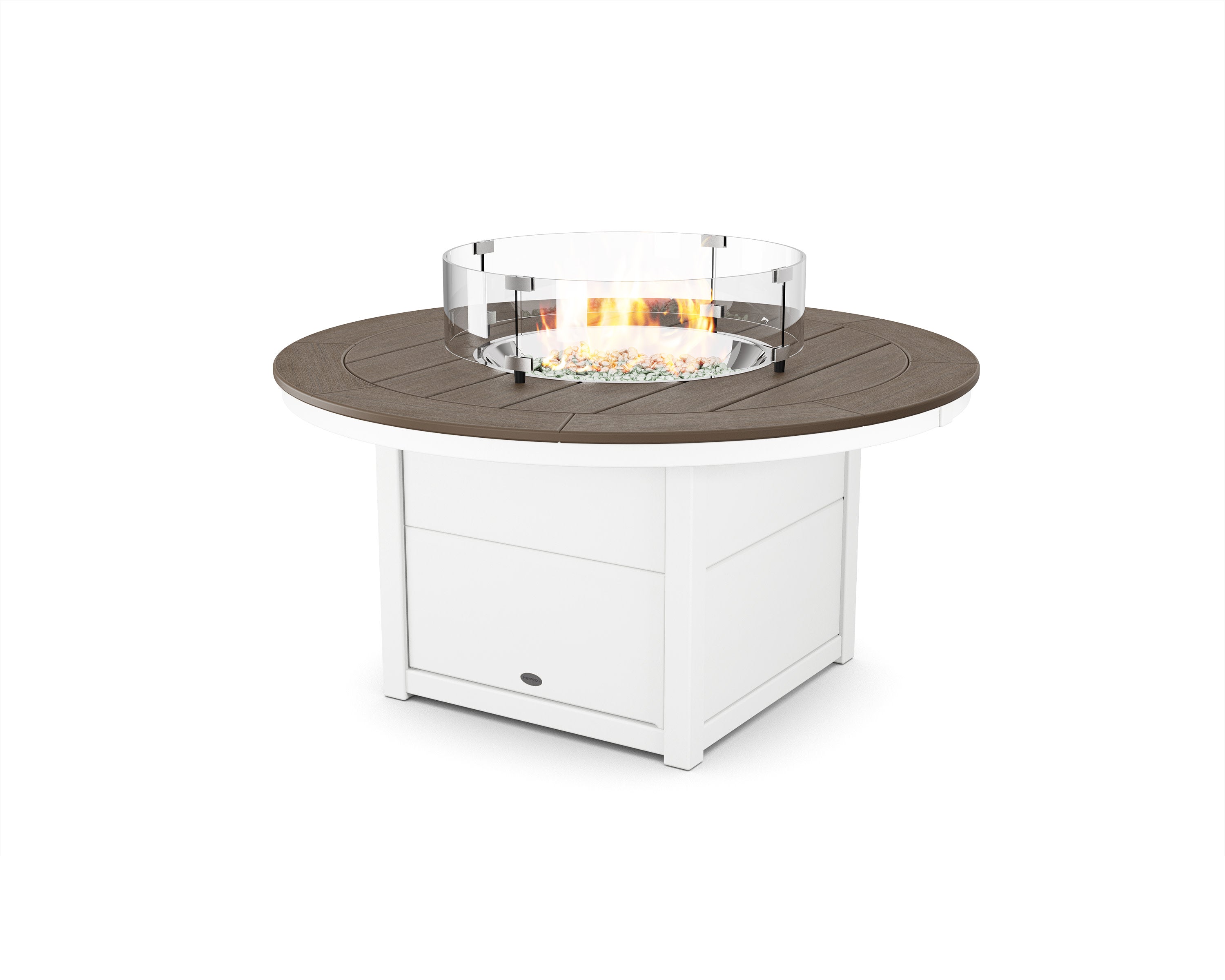Round 48" Fire Pit Table in White / Kona