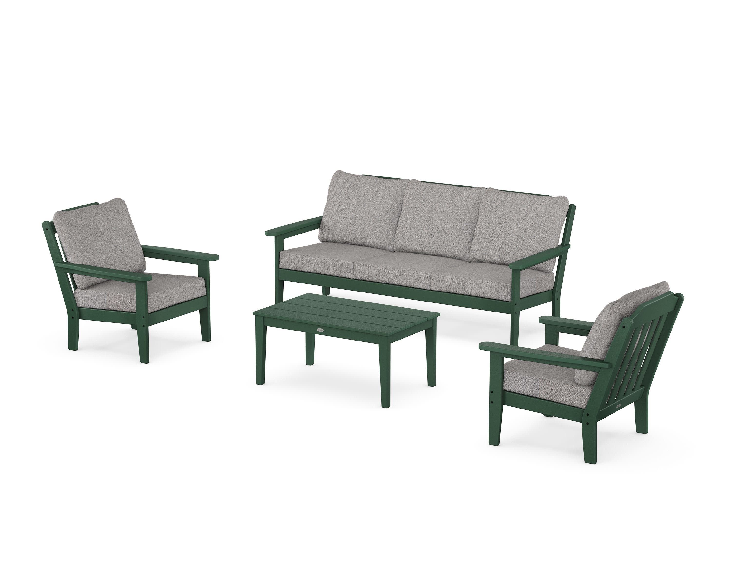 Cottage 4-Piece Deep Seating Set with Sofa in Green / Grey Mist