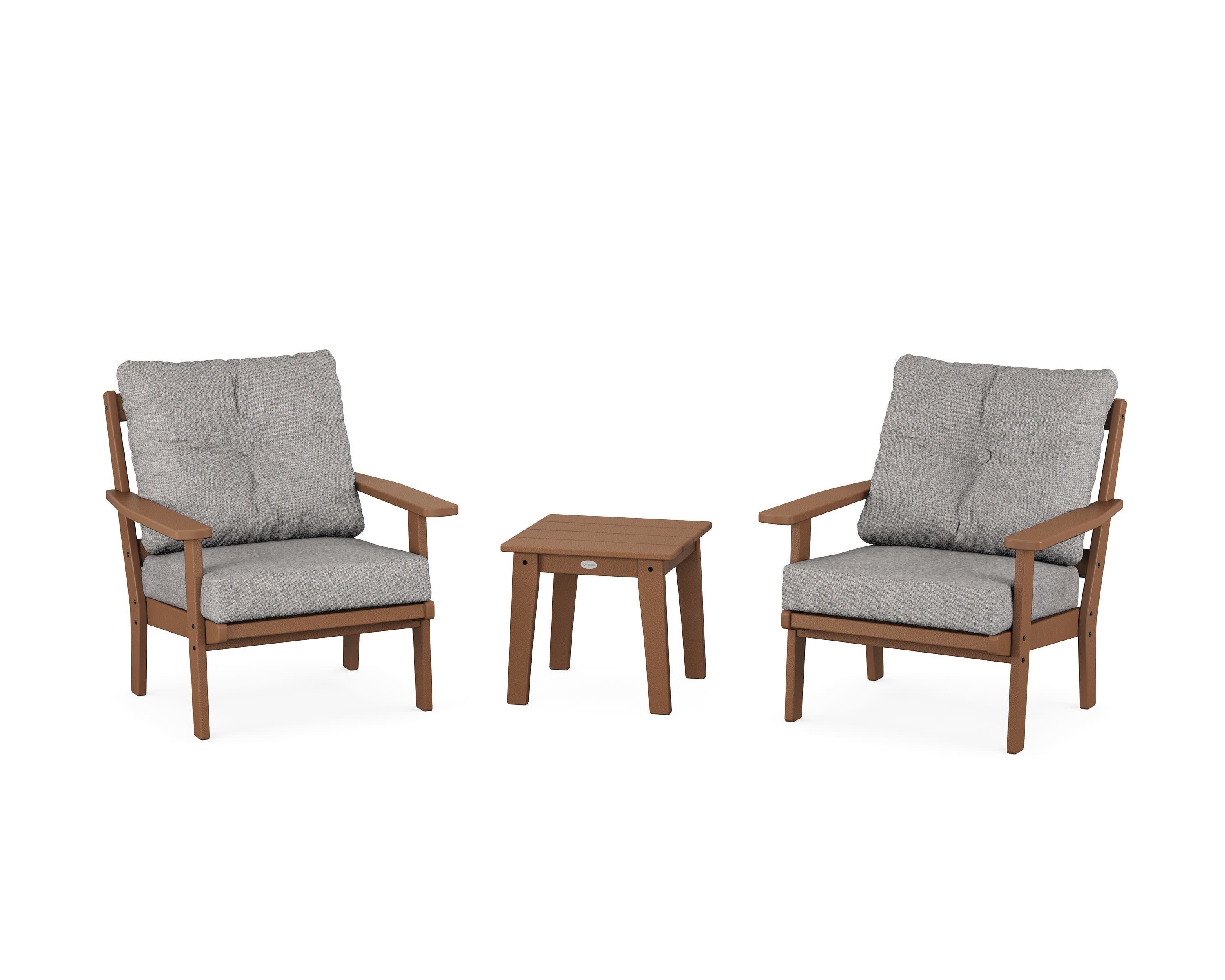 Prairie 3-Piece Deep Seating Set in Teak / Grey Mist