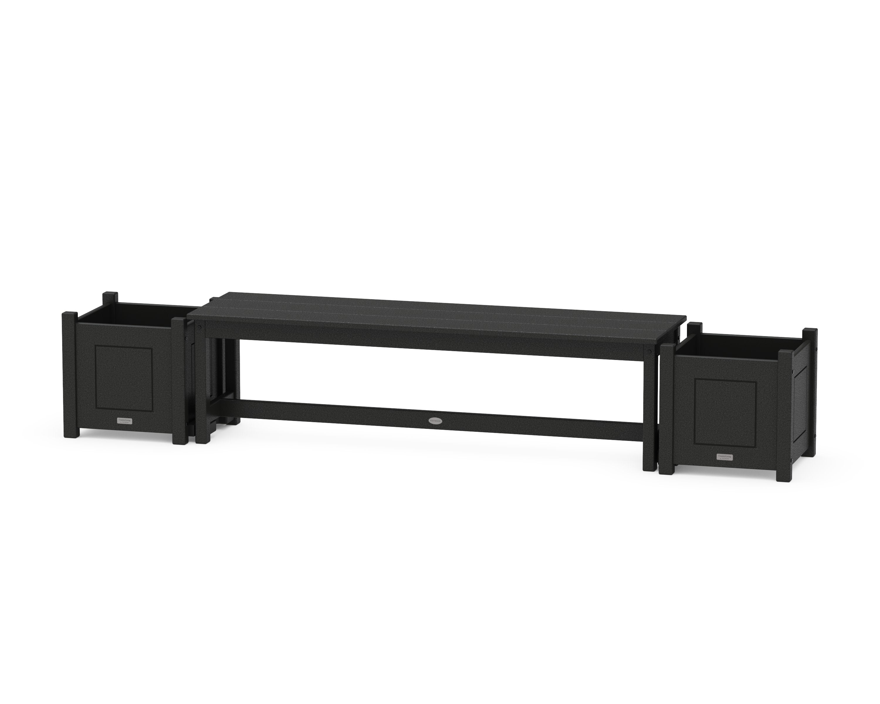 60" Country Living Straight Planter Bench Set in Black