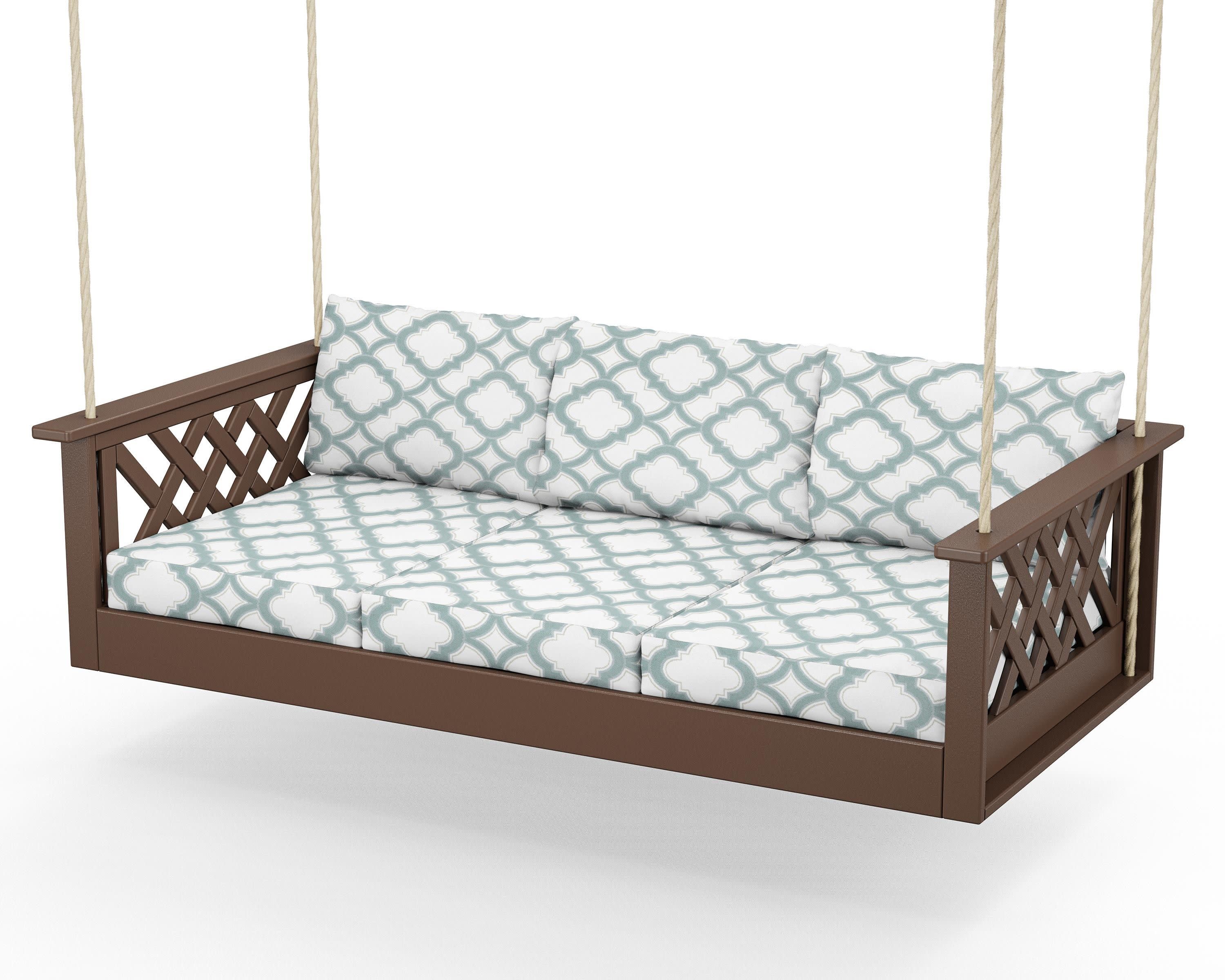 Wovendale Daybed Swing in Mahogany / Trellis Glacier Spa
