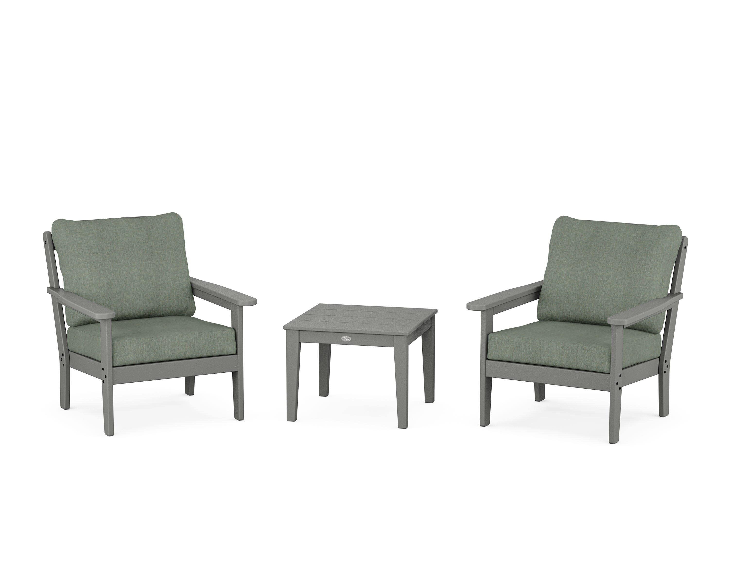 Cottage 3-Piece Deep Seating Set in Slate Grey / Cast Sage